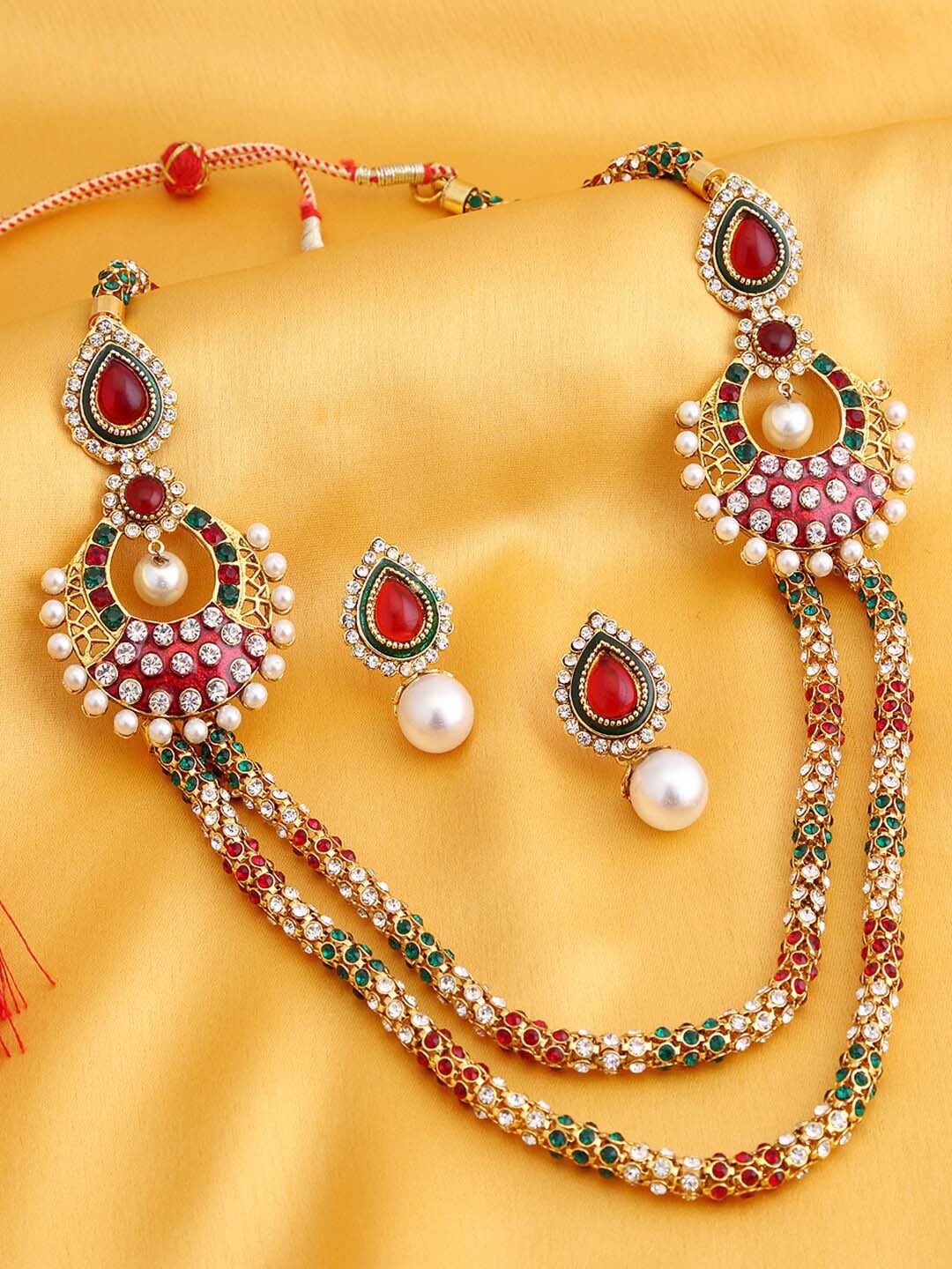 

Sukkhi Gold-Plated Stone-Studded Necklace & Earrings