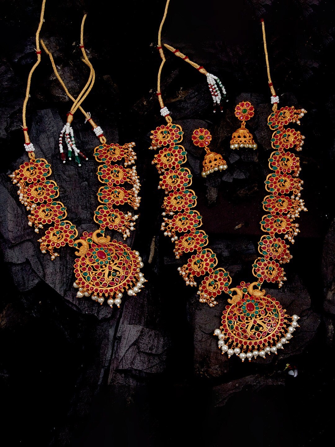 

Sukkhi Set Of 2 Gold-Plated Stone-Studded & Beaded Jewellery Set