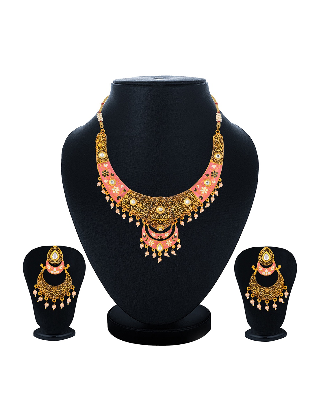 

Sukkhi Gold-Plated Kundan Studded & Artificial Beaded Jewellery Set