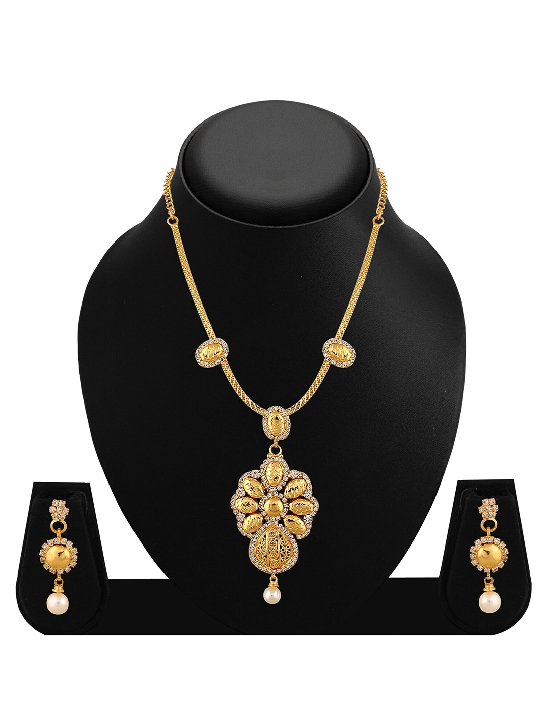 

Sukkhi Sublime Gold-Plated Stone Studded & Pearl Beaded Jewellery Set