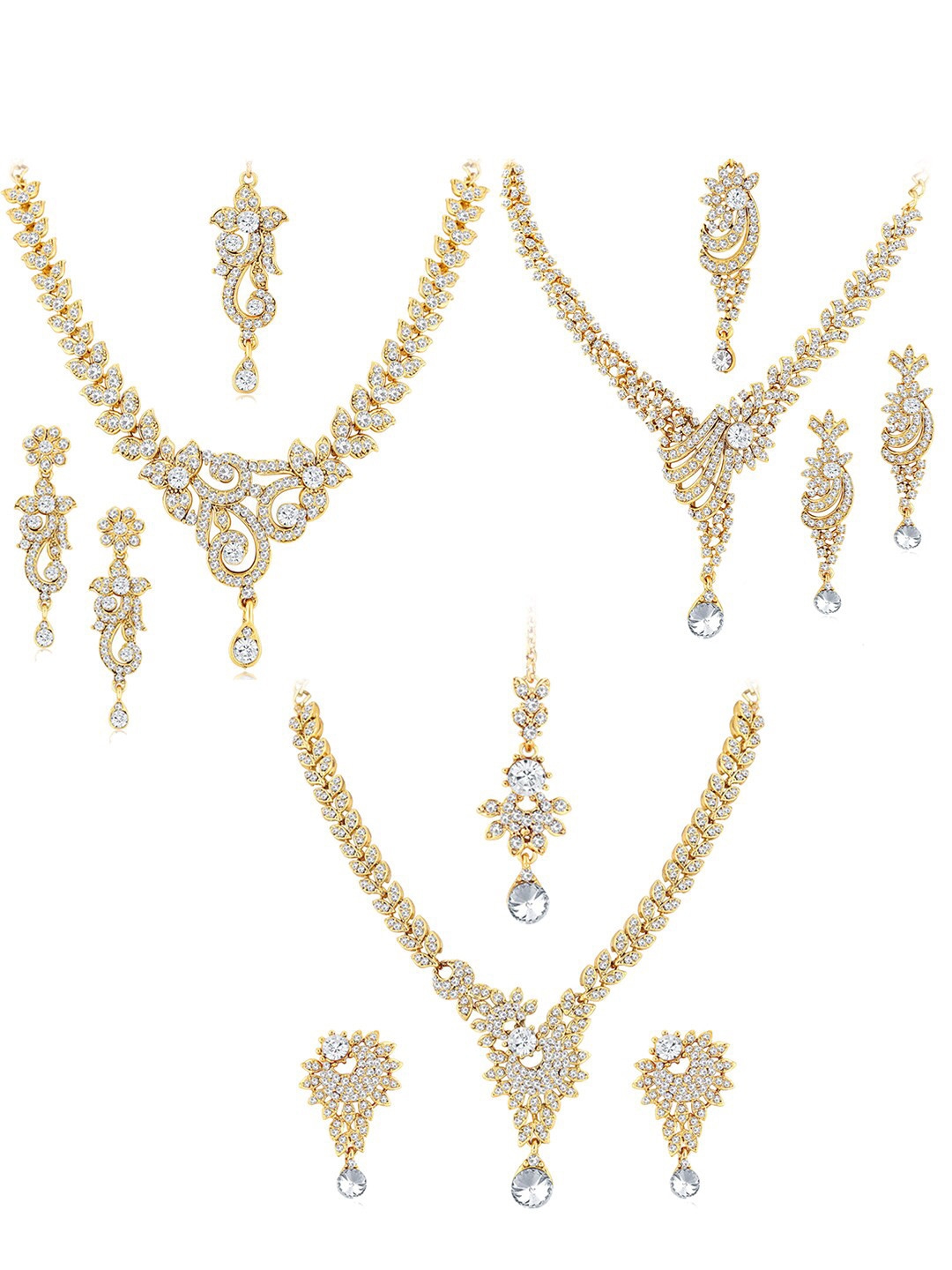 

Sukkhi Set Of 3 Gold-Plated Stone-Studded Jewellery Set