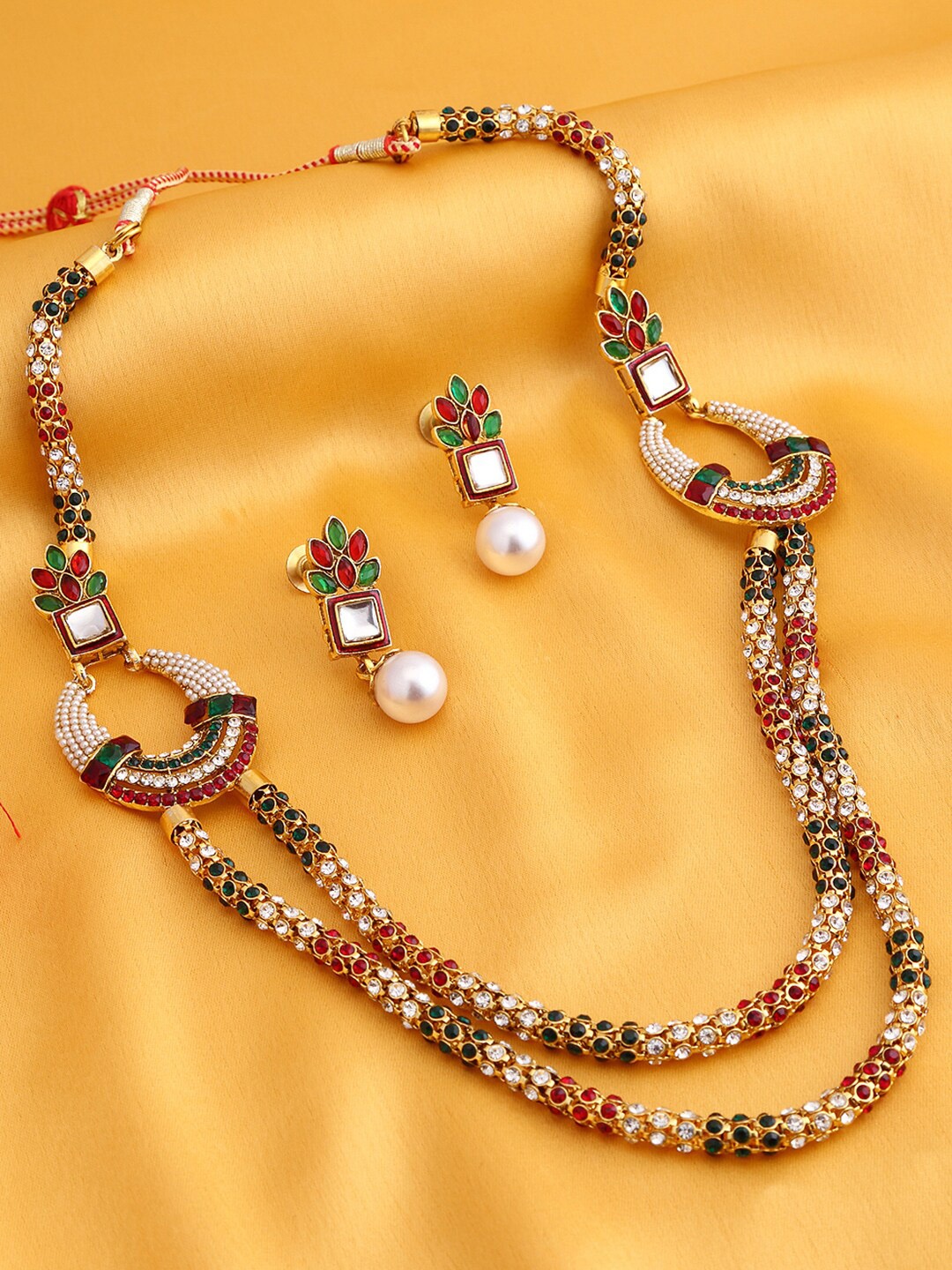 

Sukkhi Gold-Plated Two Strings Jewellery Set