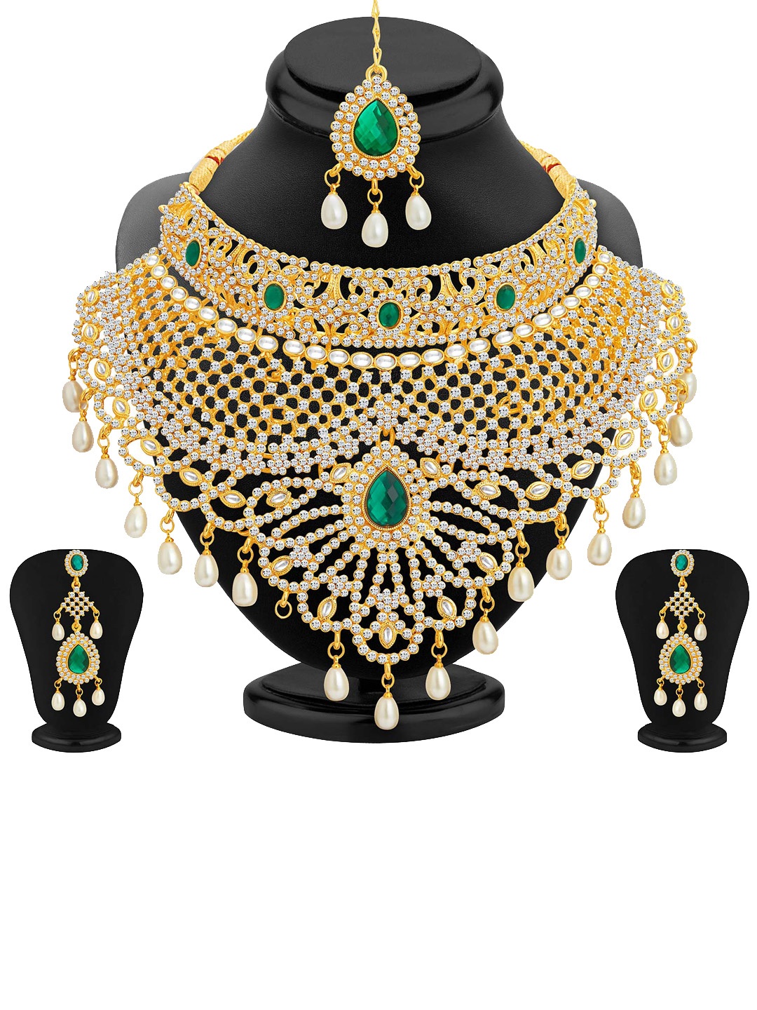 

Sukkhi Gold Plated AD-Studded & Beaded Jewellery Set