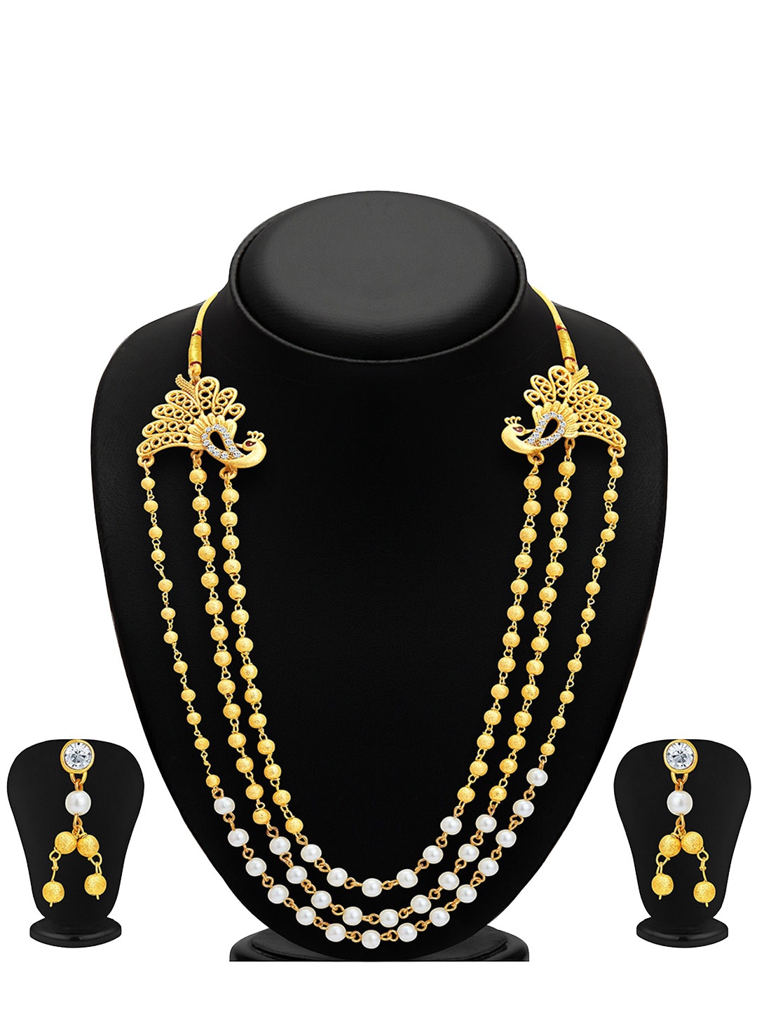 

Sukkhi Gold-Plated Stone-Studded & Beaded Jewellery Set