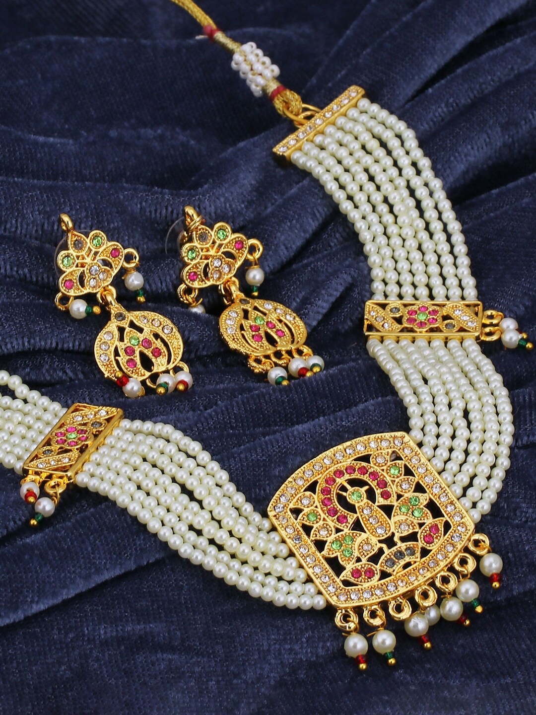

Sukkhi Gold-Plated Pearl Beaded Necklace and Earrings