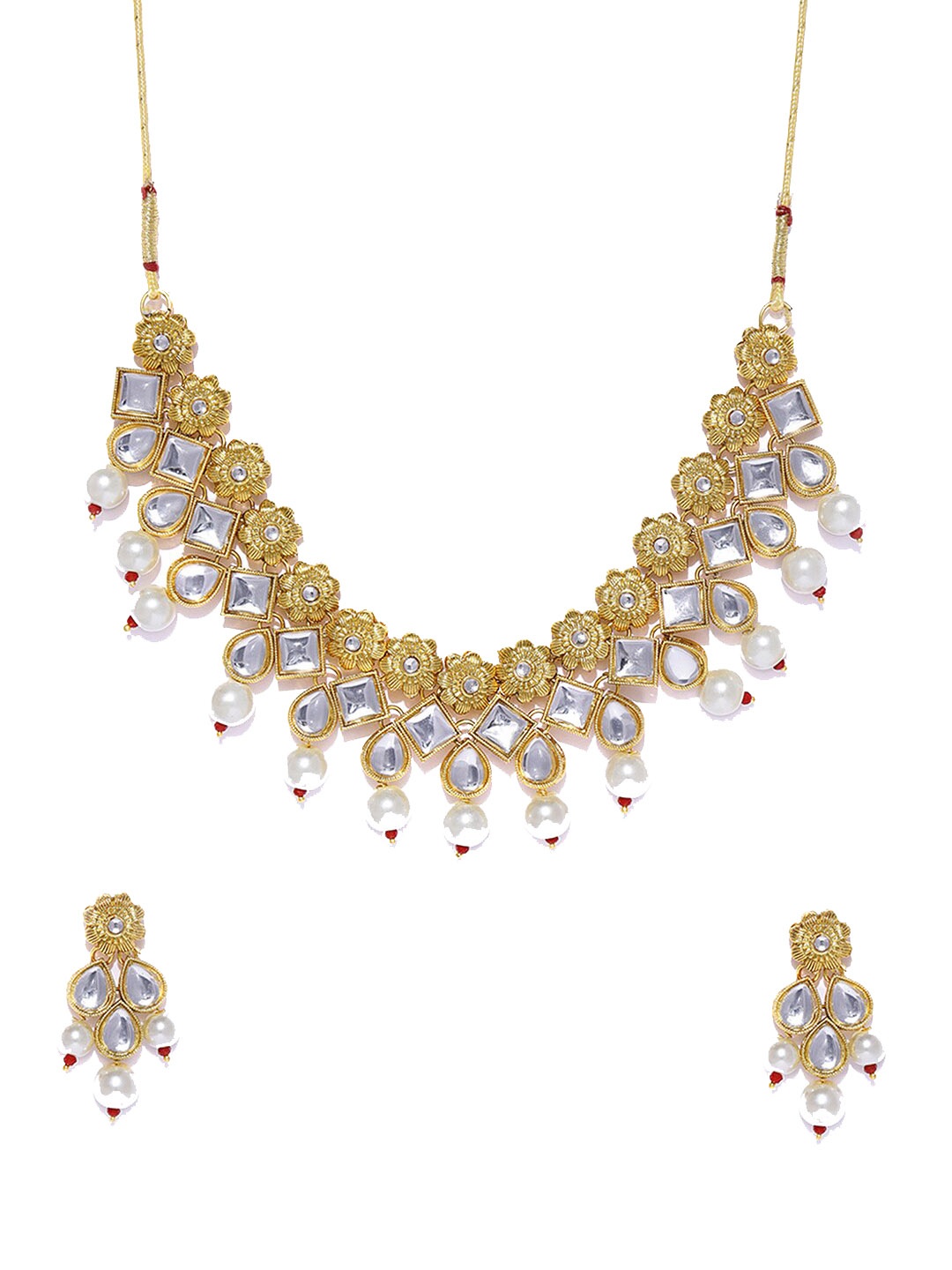 

Sukkhi Gold-Plated Kundan Studded & Pearl Beaded Jewellery Set