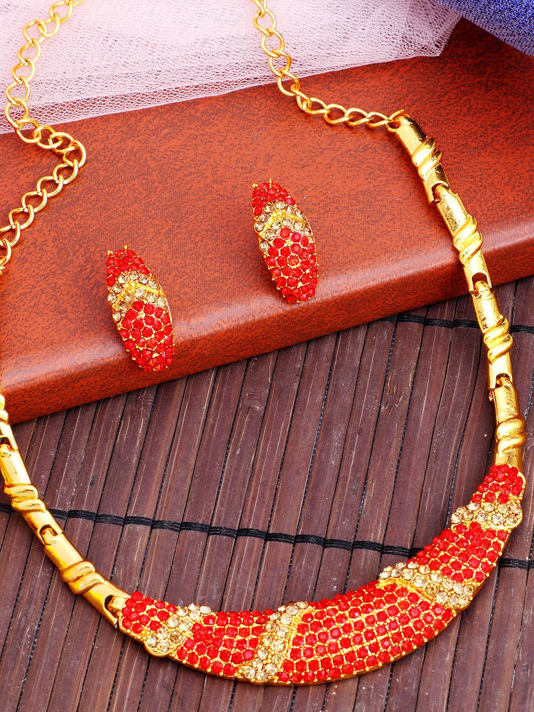 

Sukkhi Gold-Plated Stone Studded Necklace and Earrings