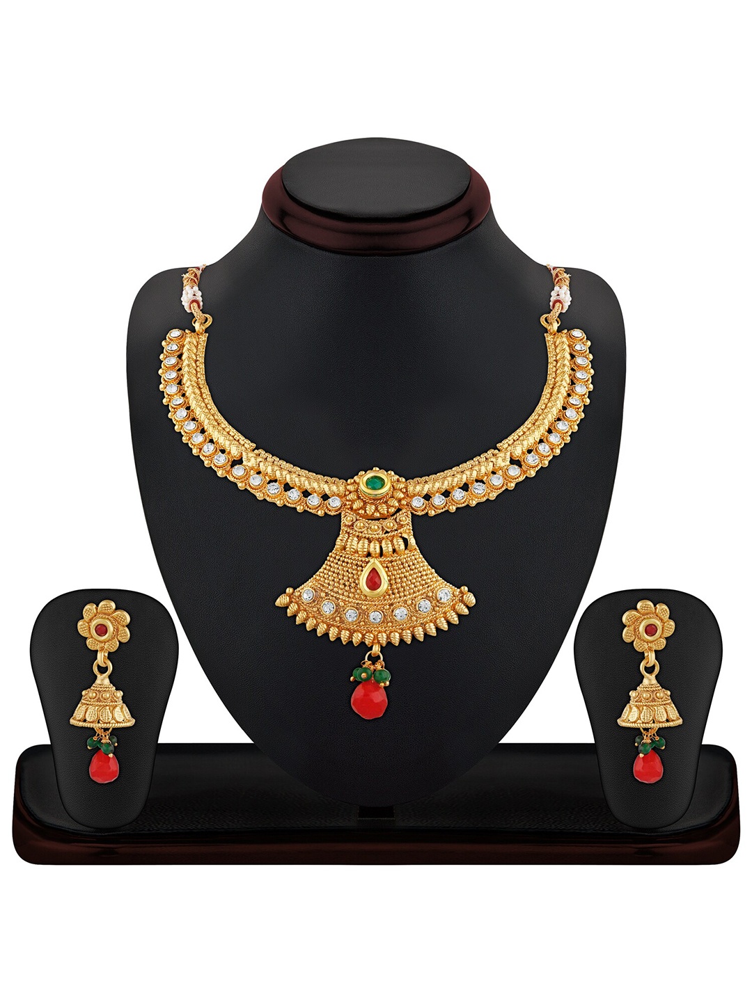 

Sukkhi Gold-Plated Stone Studded & Beaded Jewellery Set