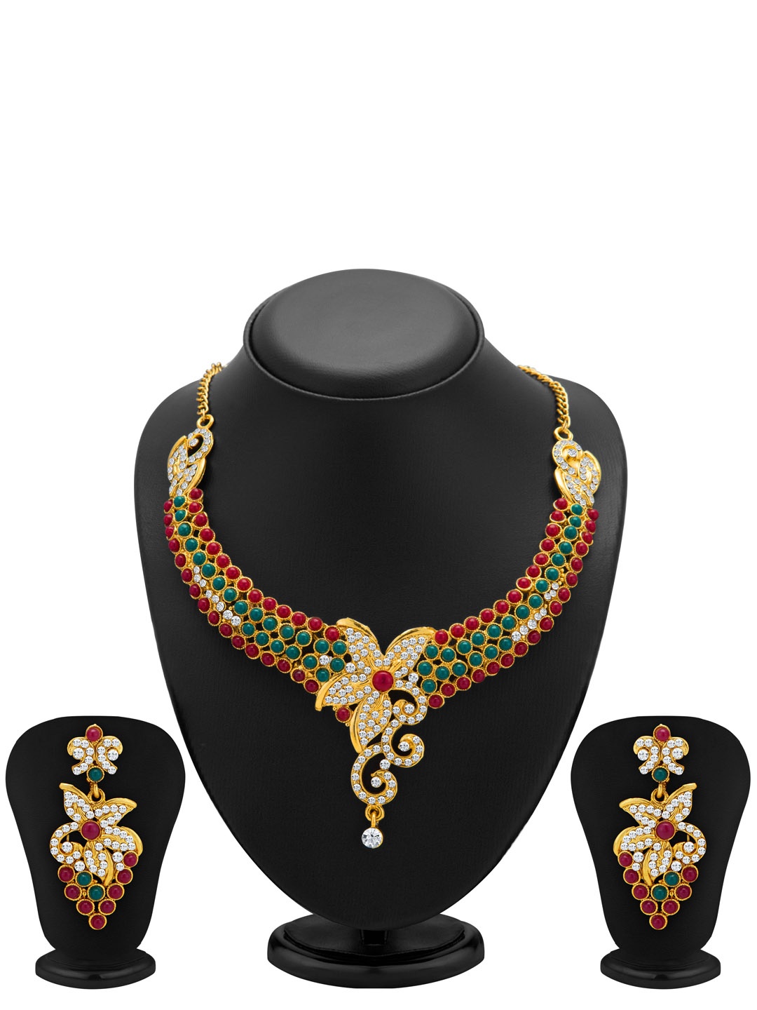 

Sukkhi Gold-Plated Stone Studded Necklace and Earrings