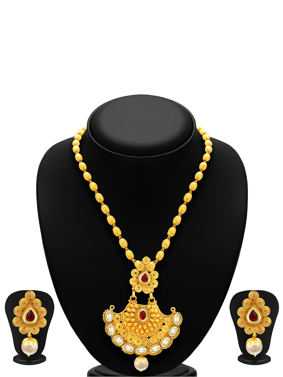 

Sukkhi Gold-Plated Kundan Studded & Beaded Jewellery Set