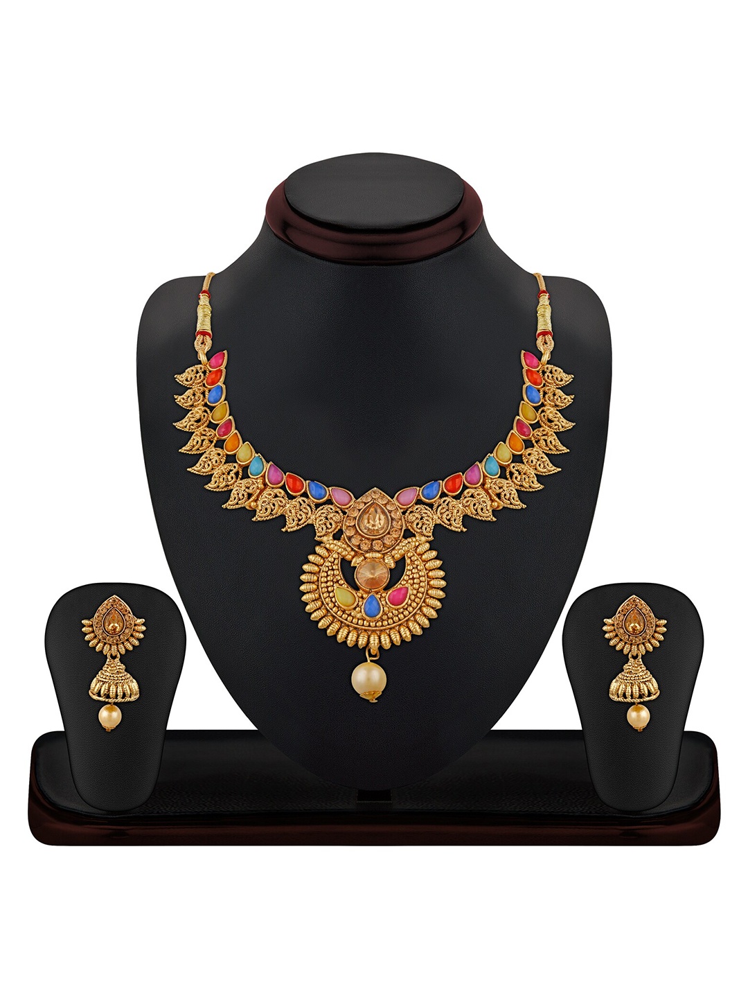 

Sukkhi Gold-Plated Stone Studded & Beaded Jewellery Set