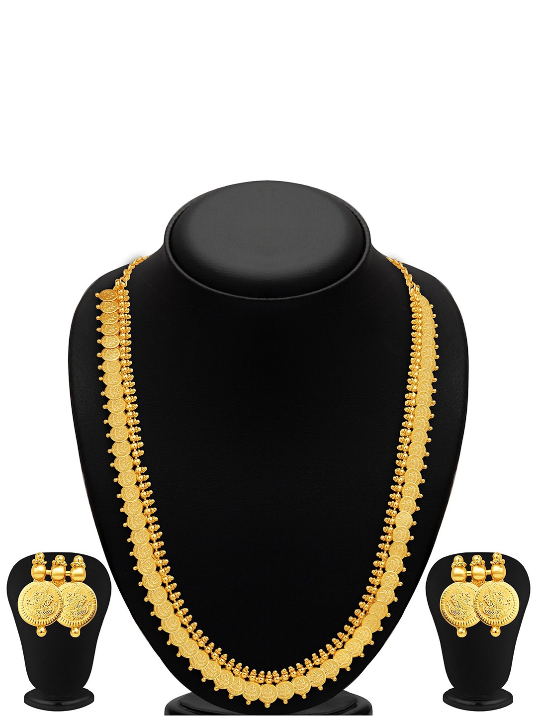 

Sukkhi Gold-Plated Necklace and Earrings Temple Jewellery Set
