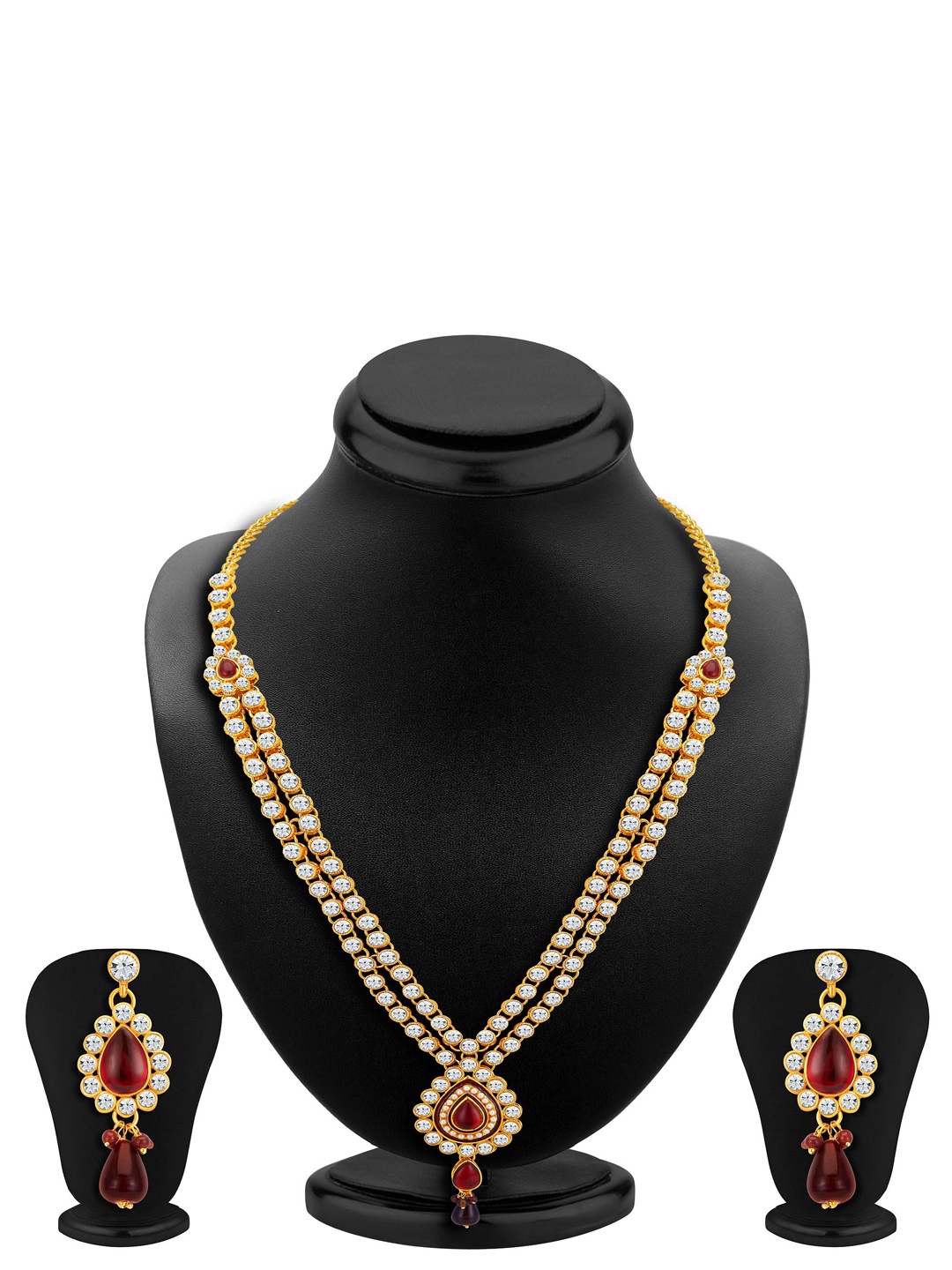 

Sukkhi Gold-Plated Stone Studded & Beaded Necklace and Earrings