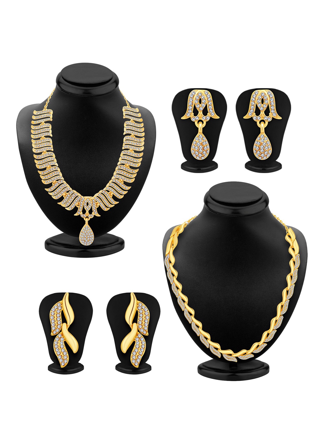 

Sukkhi Set Of 2 Gold-Plated AD Studded Necklace and Earrings