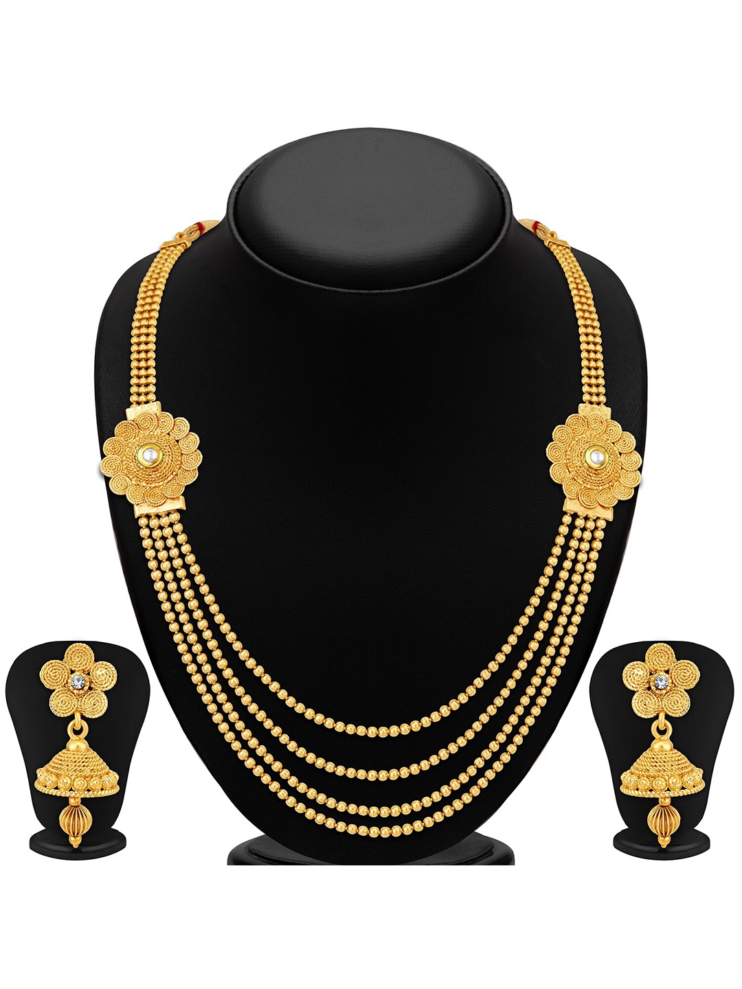 

Sukkhi Gold-Plated Kundan Studded & Beaded Necklace & Earrings