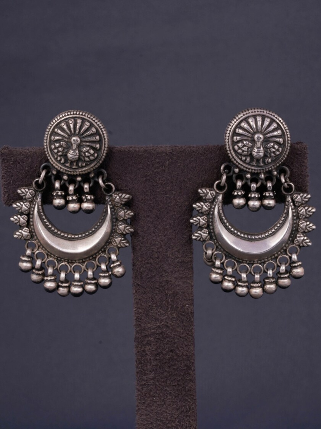 

Shyle 925 Sterling Silver Peacock Motif Drop Earrings