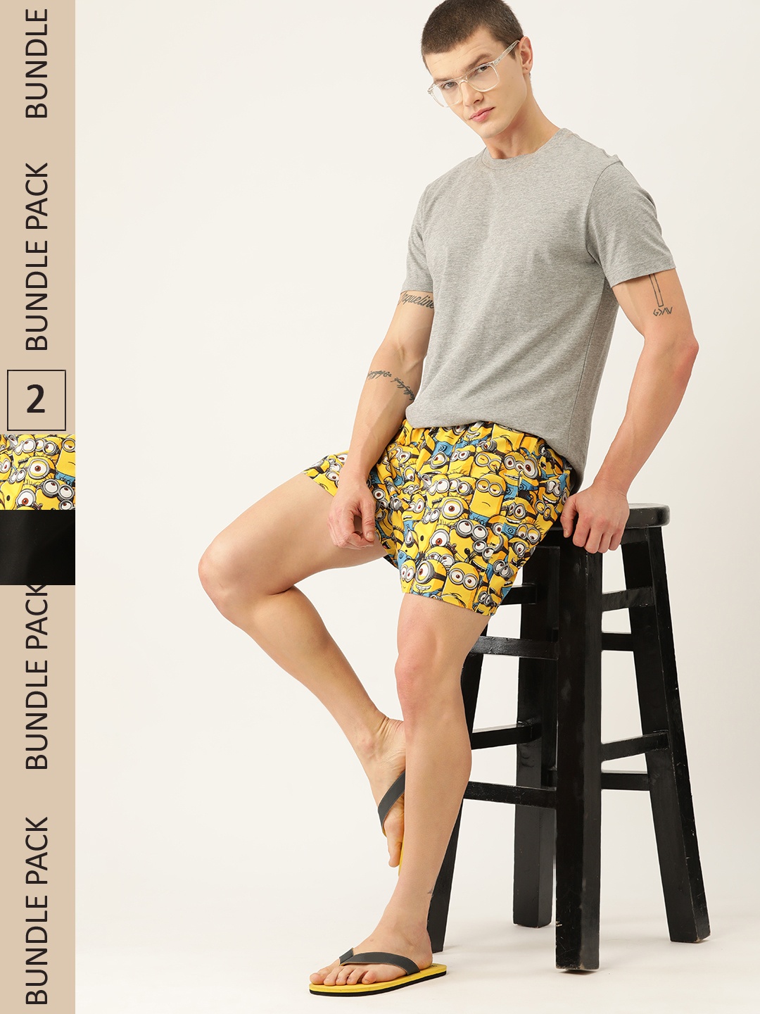 

Kook N Keech Men Set of 2 Minions Printed Cotton Boxers KS22M729, Yellow
