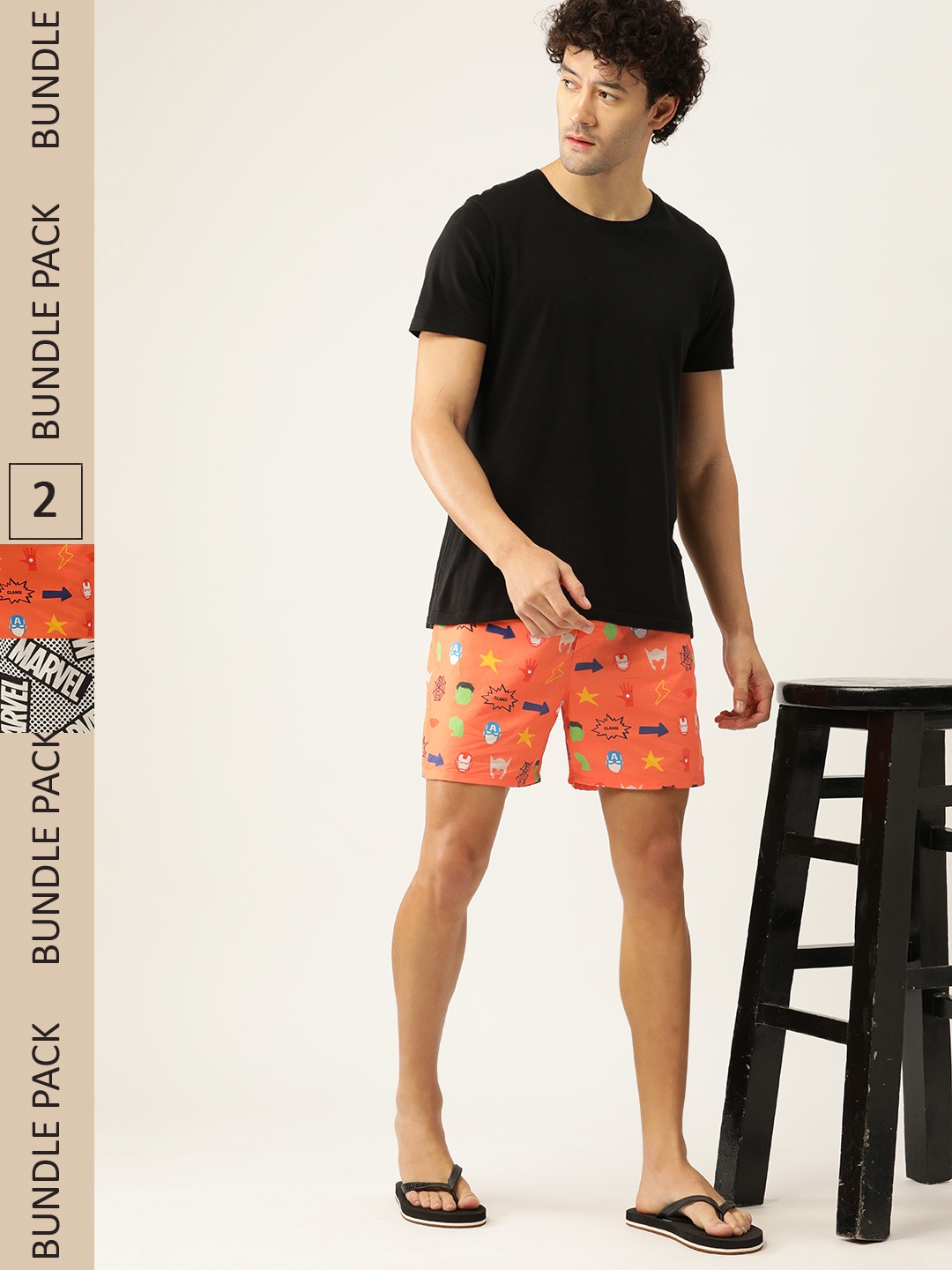 

Kook N Keech Men Set of 2 Marvel Printed Cotton Boxers KS22M728, Orange