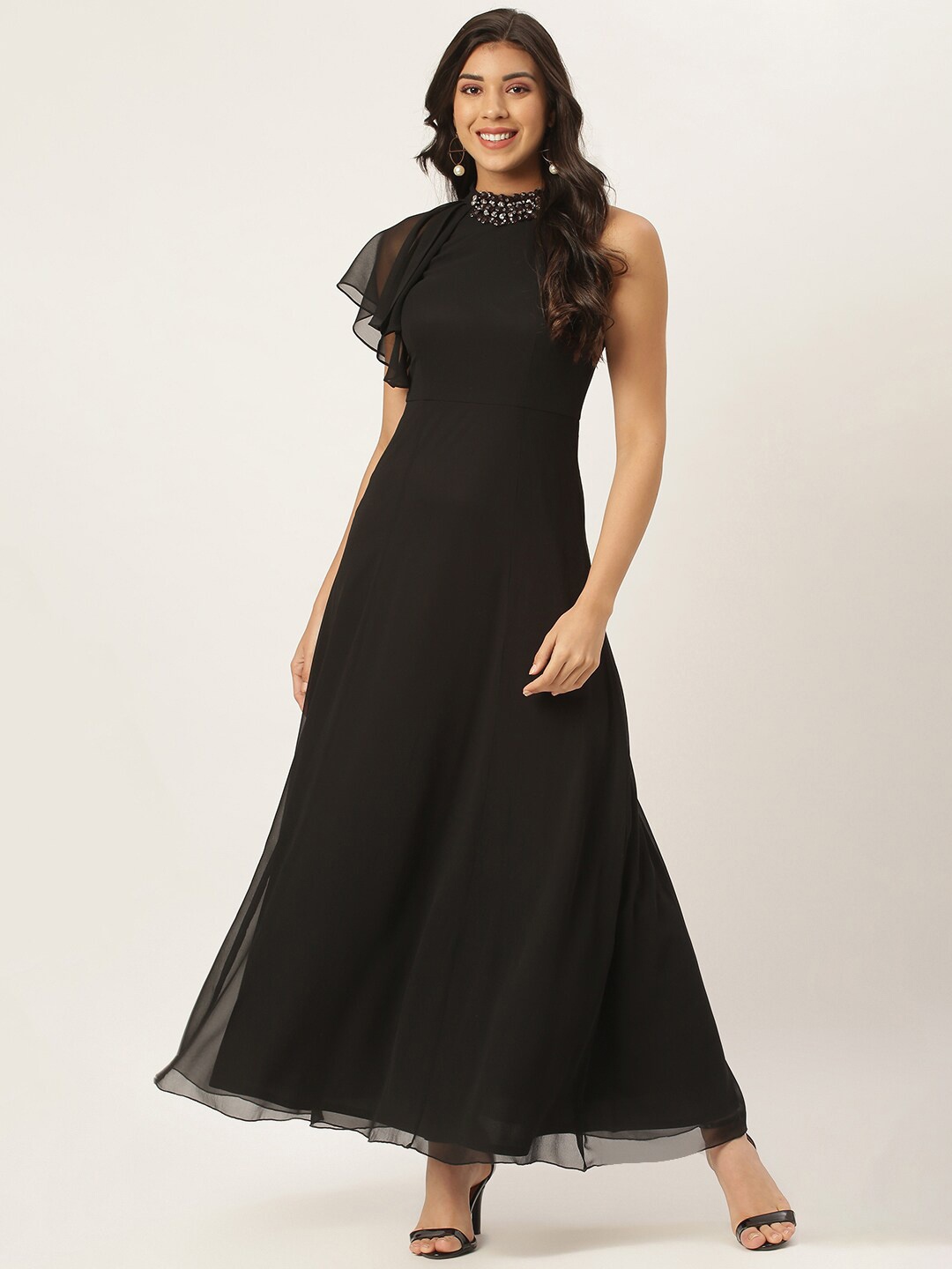 

TRENDY DIVVA Black Georgette Maxi Dress