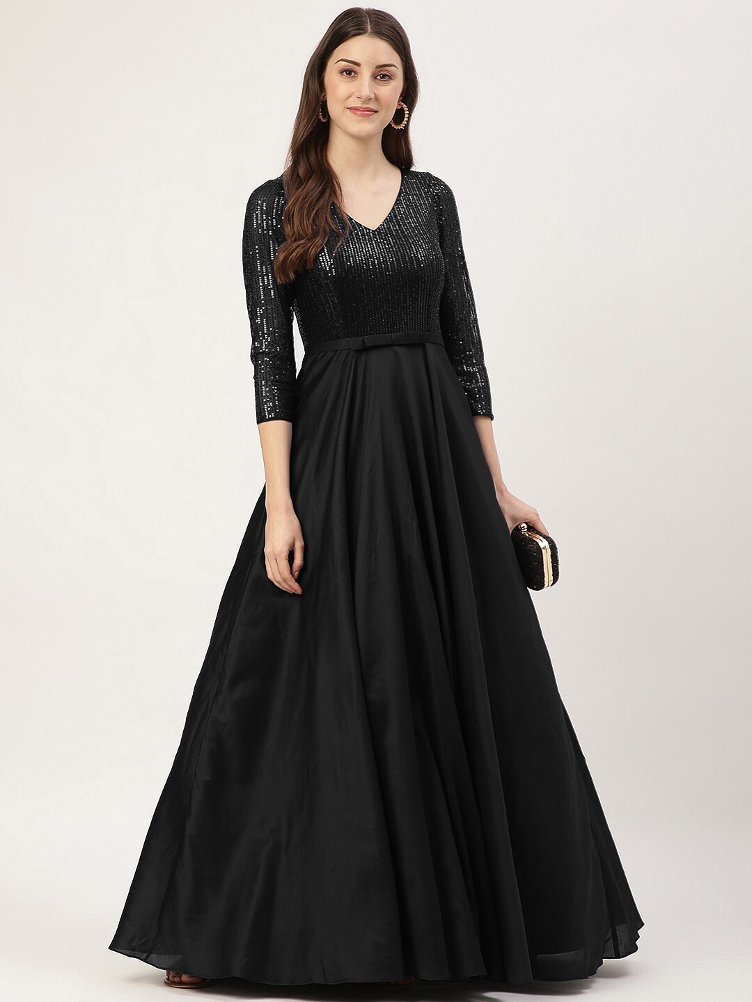 

TRENDY DIVVA Black Embellished Maxi Dress