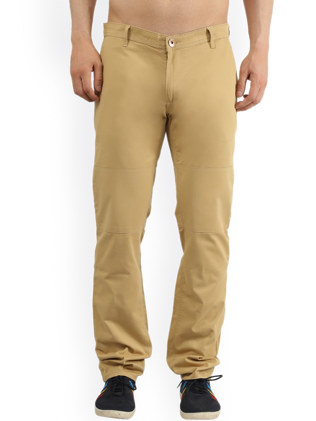 

TIM PARIS Men Mid Rise Easy Wash Cotton Trousers, Brown