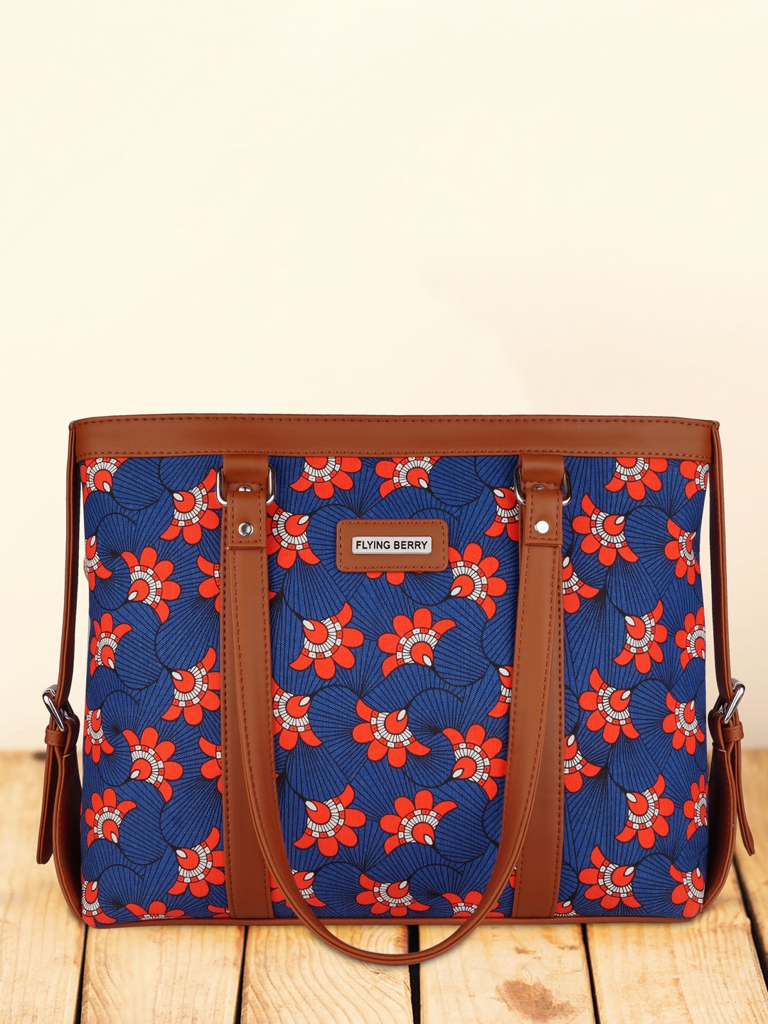 

FLYING BERRY Ethnic Motifs Printed Oversized Structured Shoulder Bag, Navy blue