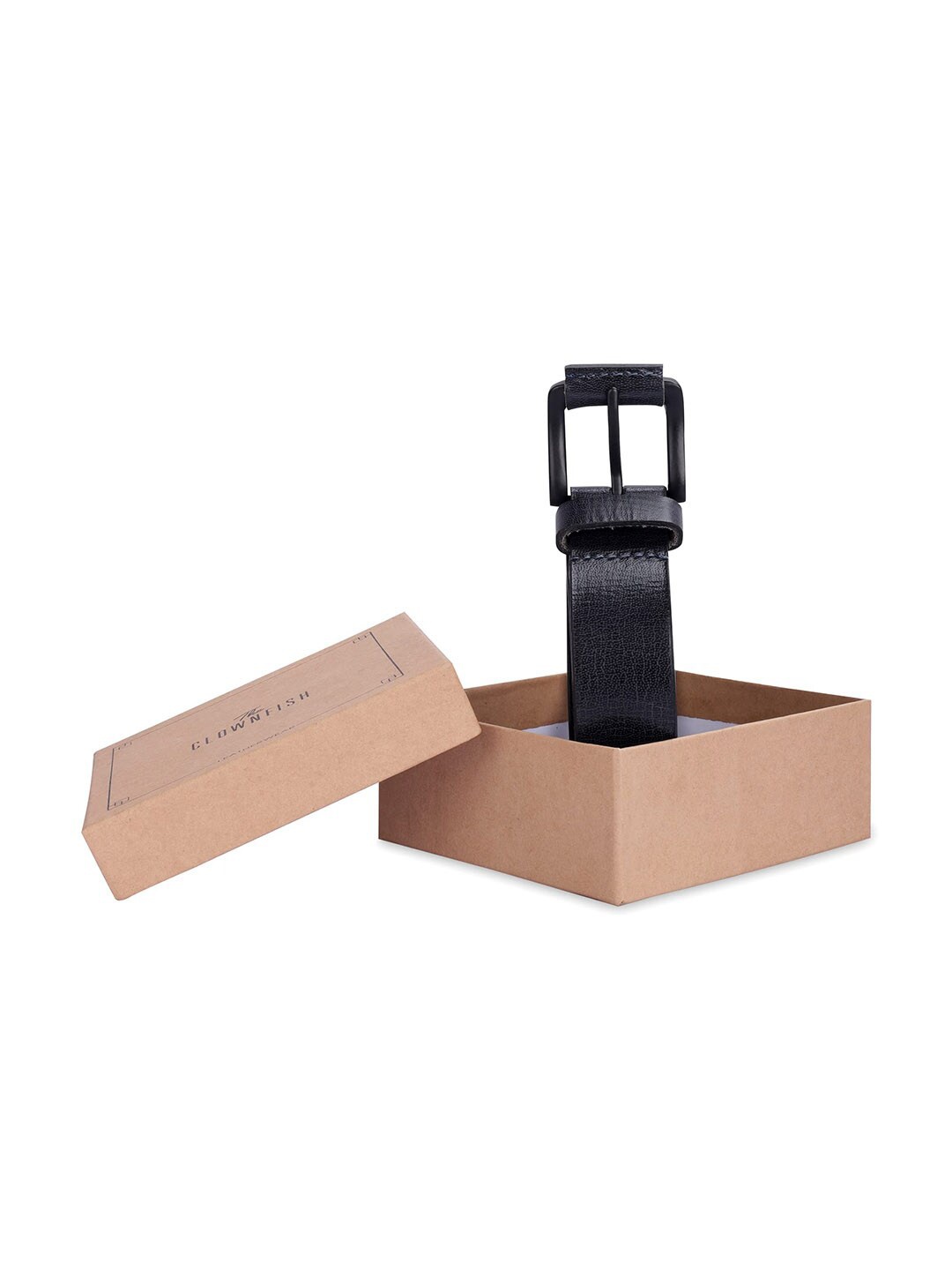 

THE CLOWNFISH Men Leather Formal Belt, Black