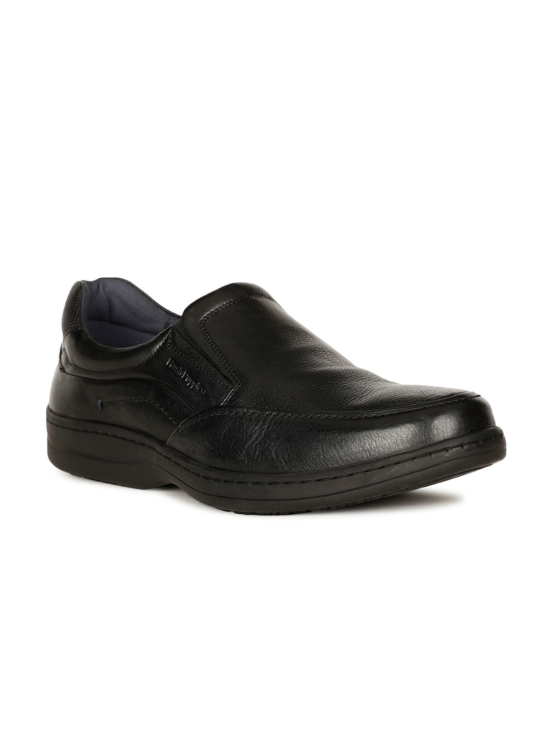 

Hush Puppies Men Textured Leather Formal Slip-On Shoes, Black