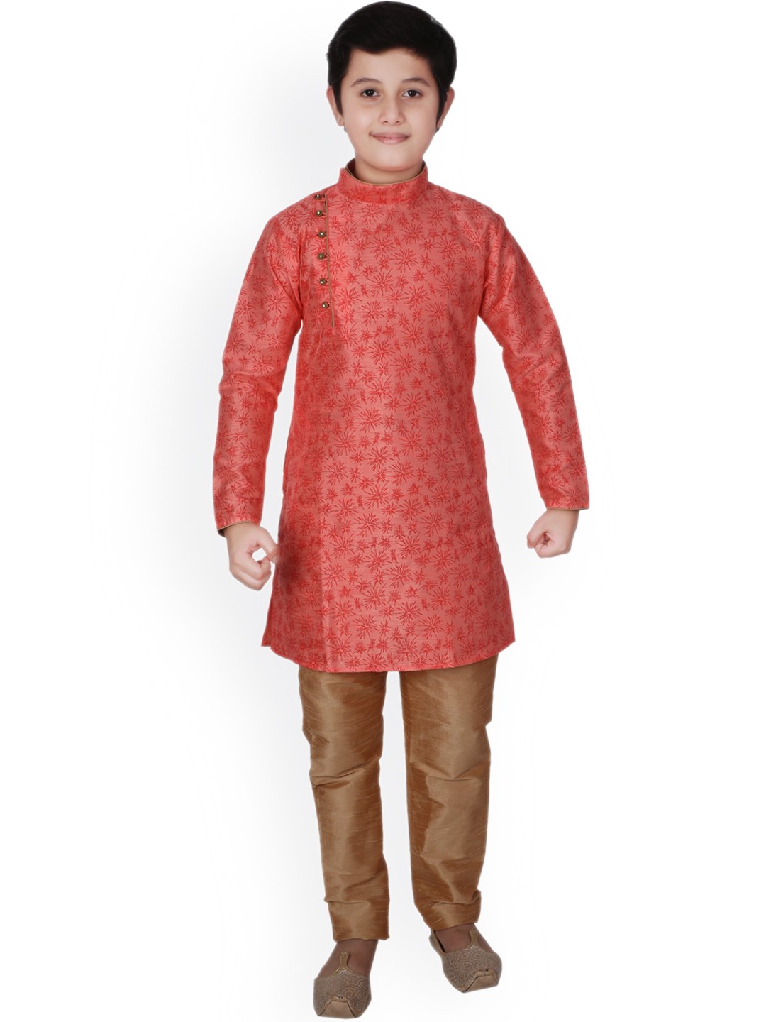 

Pro-Ethic STYLE DEVELOPER Boys Floral Printed Kurta With Pyjamas, Rust
