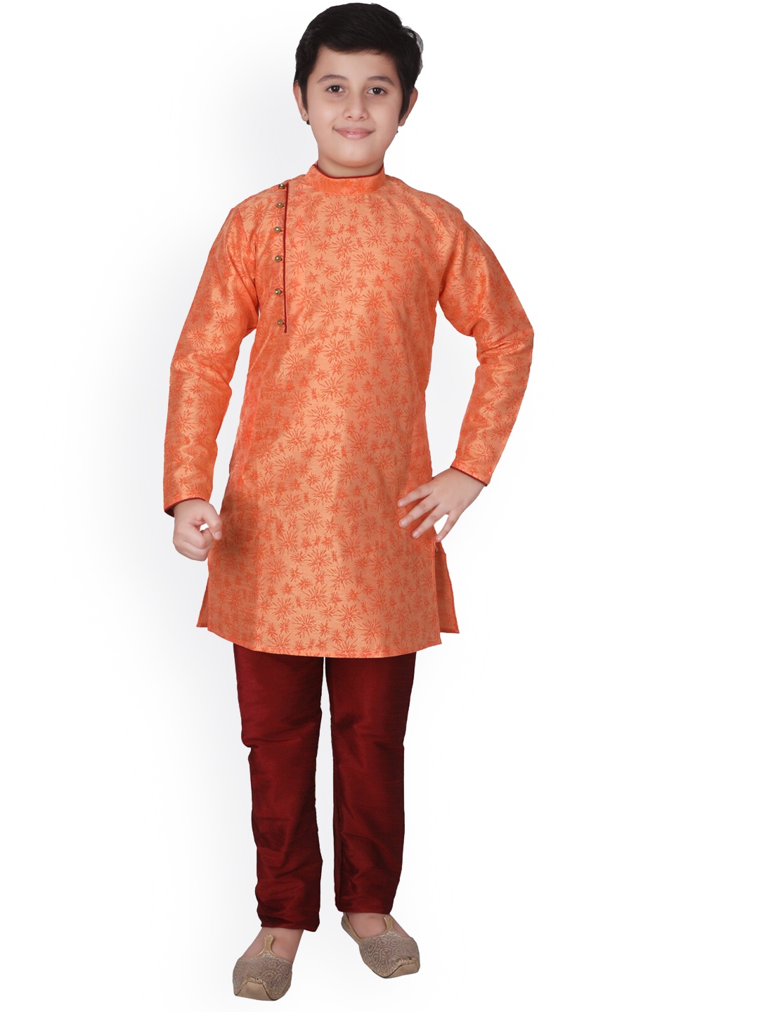 

Pro-Ethic STYLE DEVELOPER Boys Floral Printed Kurta With Pyjamas, Orange