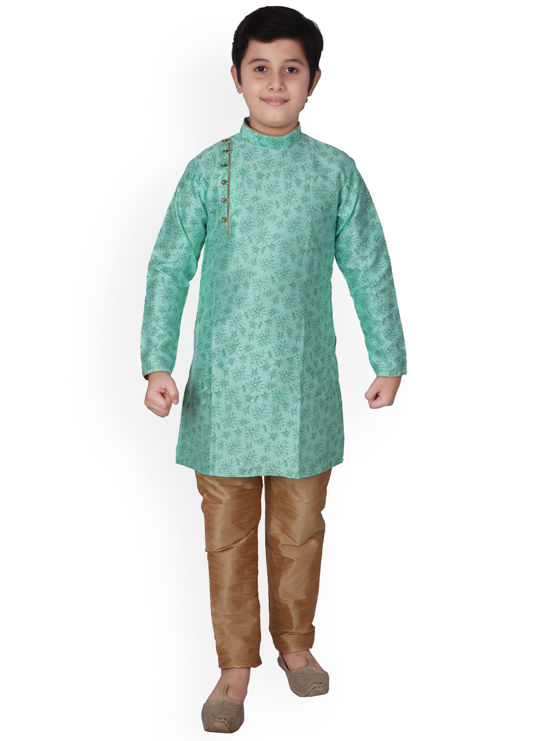 

Pro-Ethic STYLE DEVELOPER Boys Floral Printed Kurta With Pyjamas, Sea green