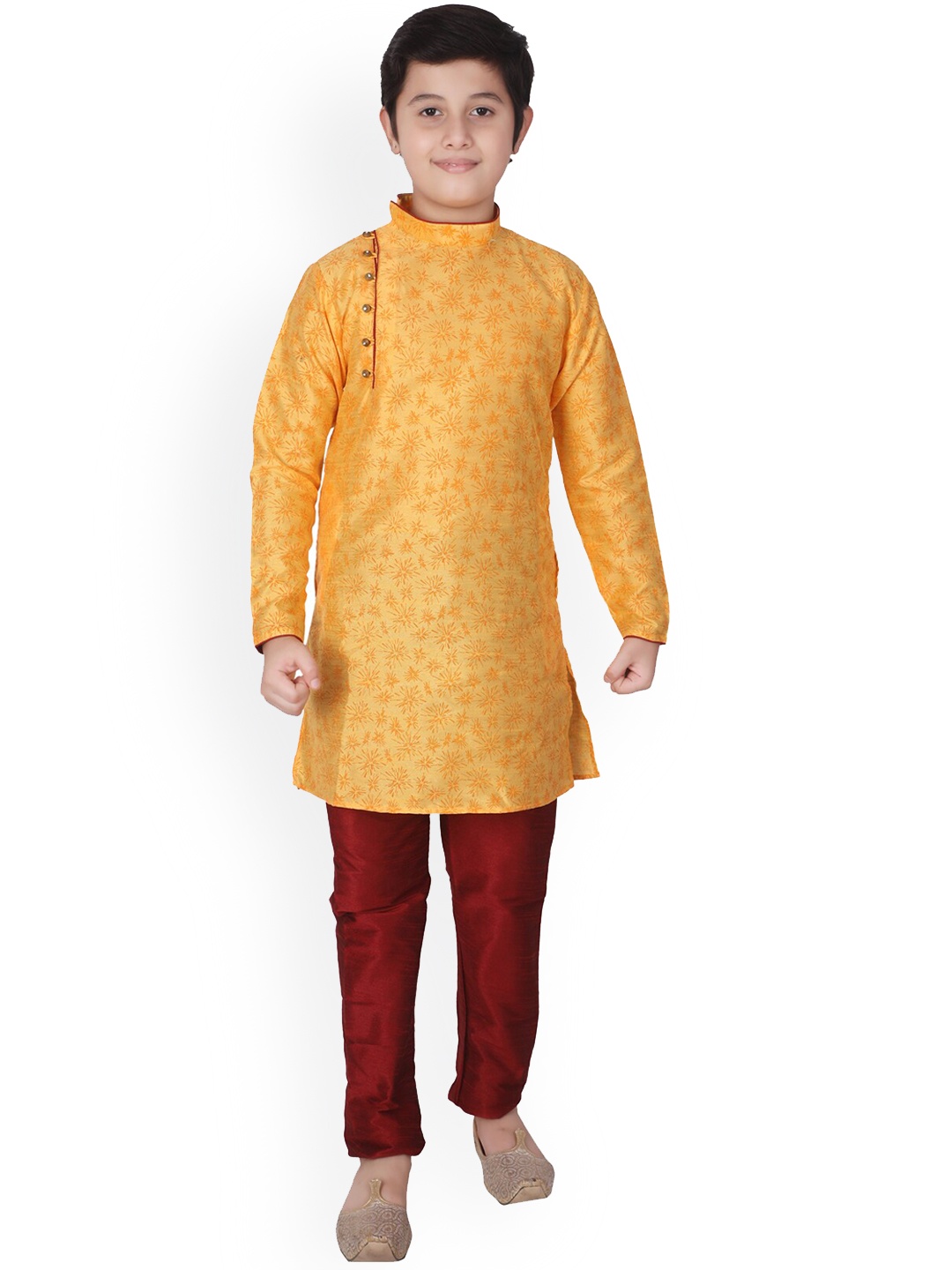 

Pro-Ethic STYLE DEVELOPER Boys Floral Printed Kurta With Pyjamas, Yellow