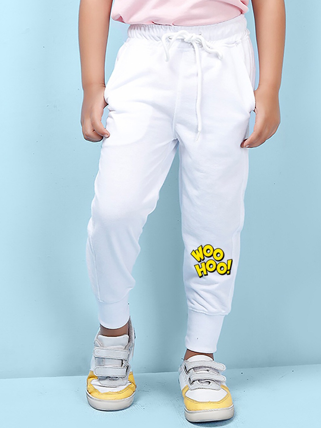 

NUSYL Kids Printed Detail Regular Fit Joggers, White