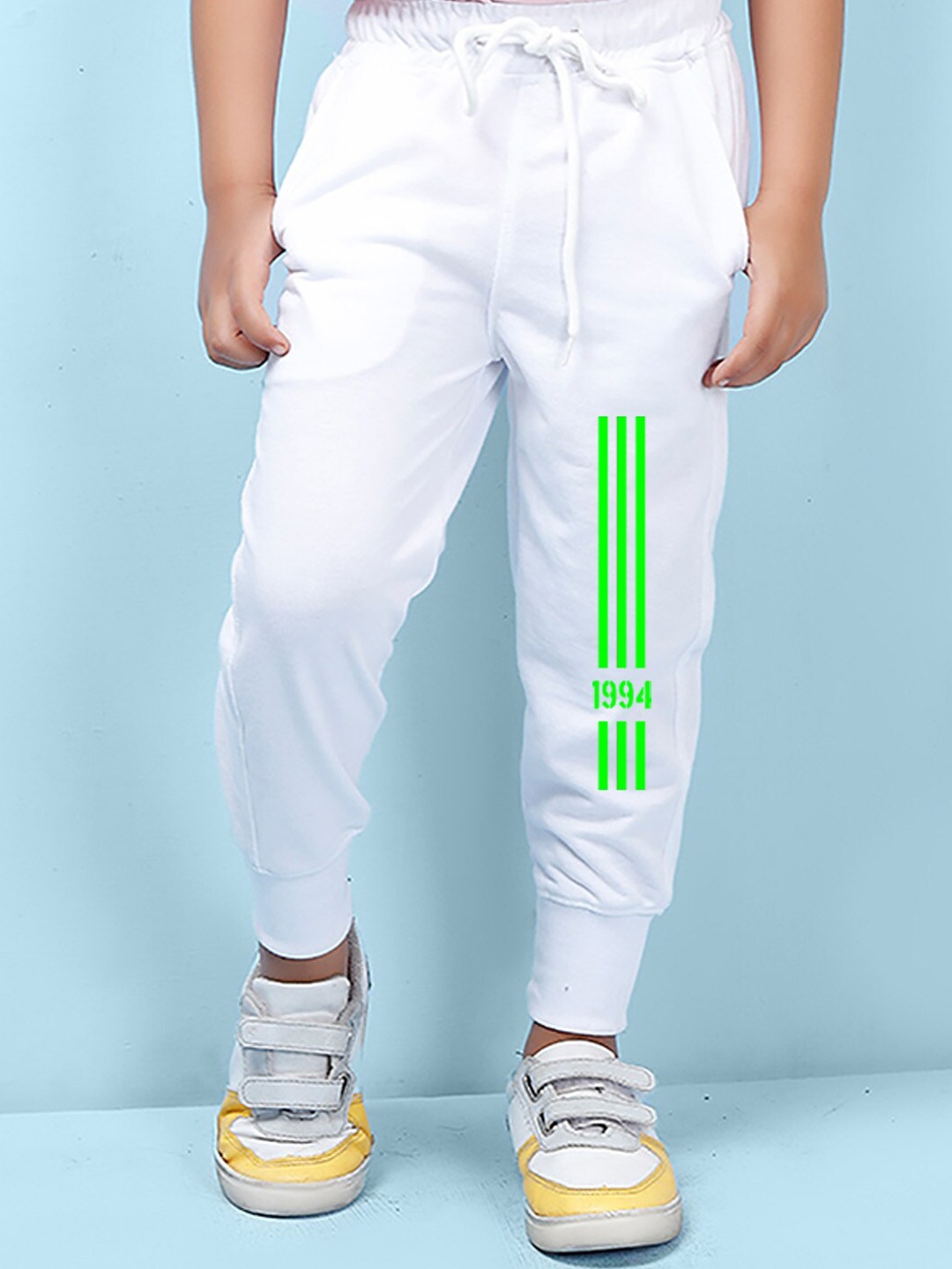 

NUSYL Kids Printed Detail Regular Fit Joggers, White