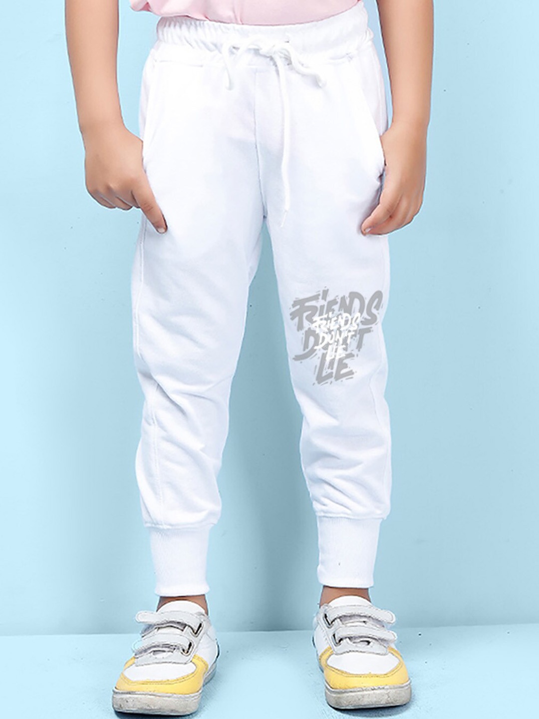 

NUSYL Kids Printed Detail Regular Fit Joggers, White