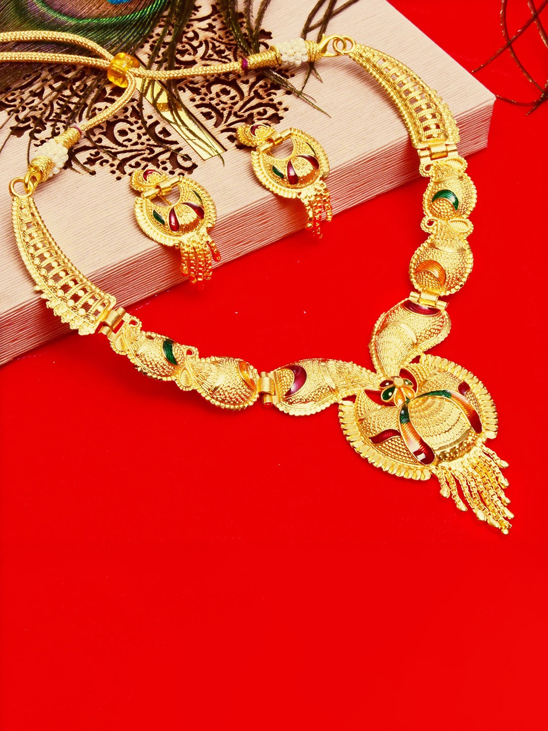 

MANSIYAORANGE Gold-Plated Necklace & Earrings