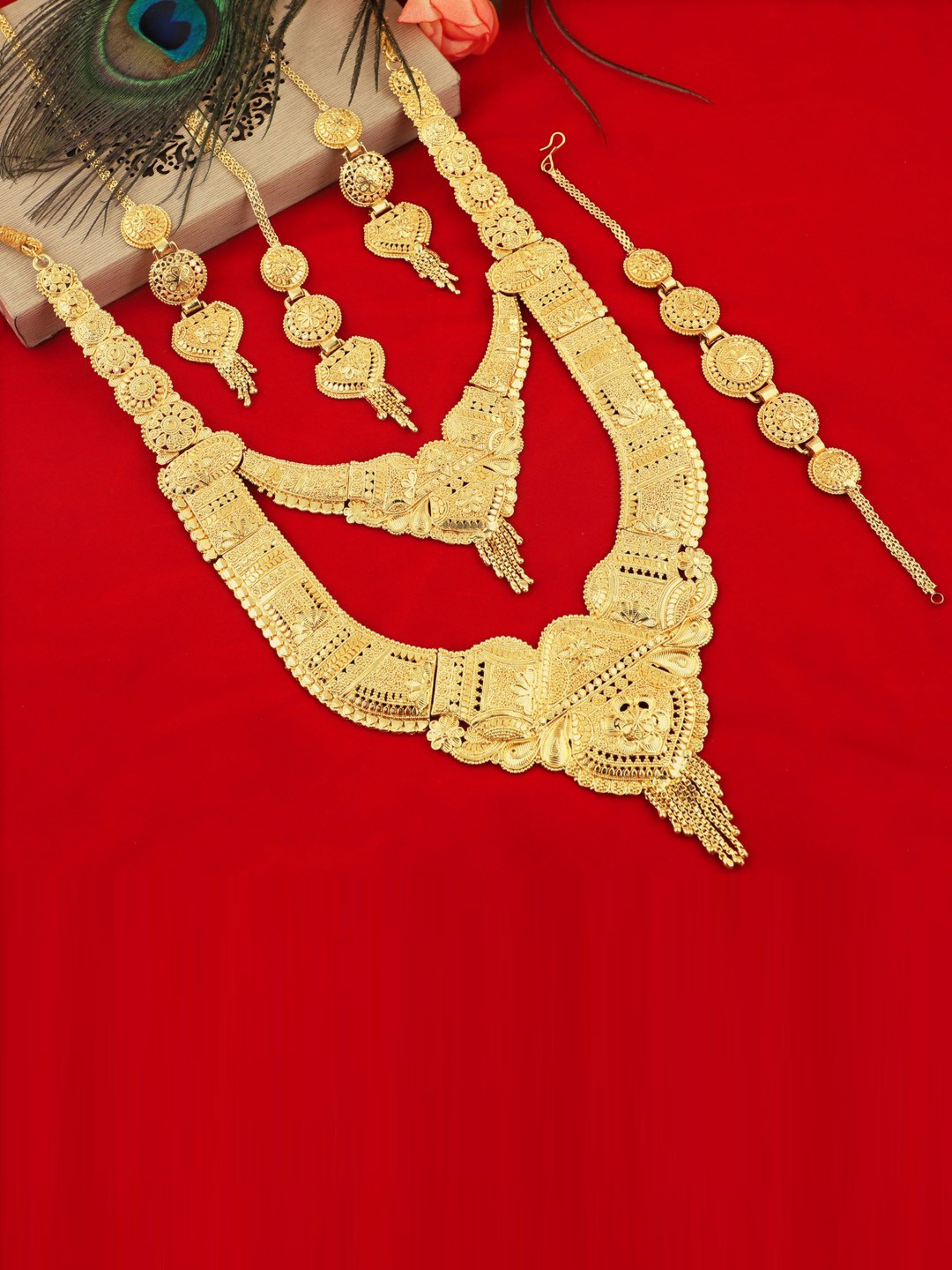 

MANSIYAORANGE Gold-Plated Floral Jewellery Set