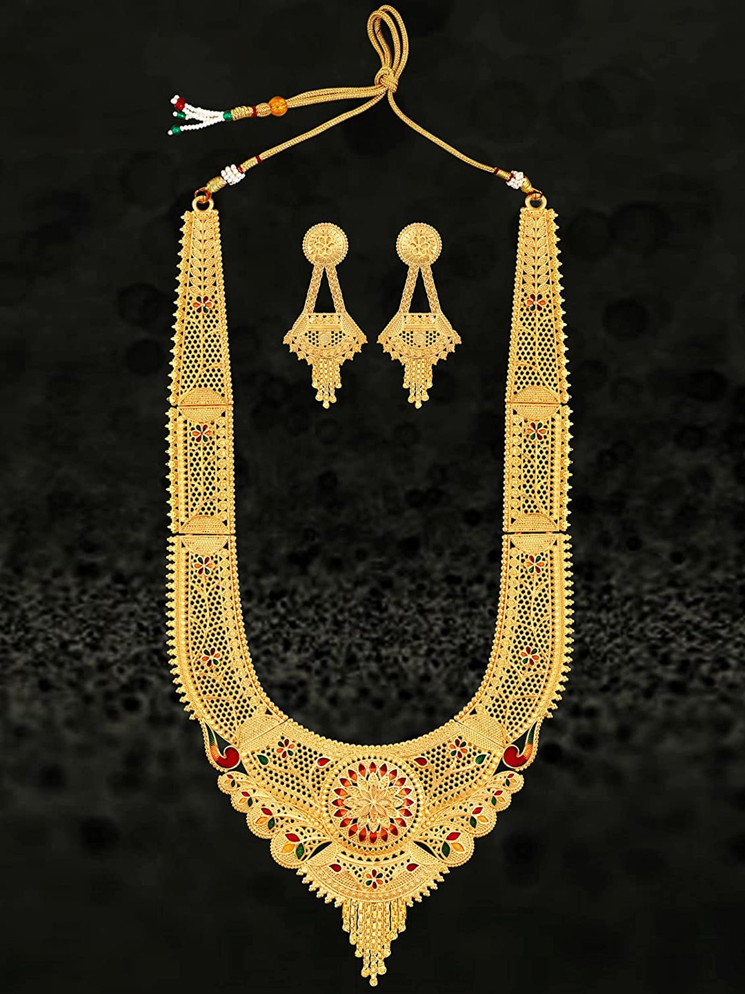 

MANSIYAORANGE Gold-Plated Ethnic Motif Jewellery Set