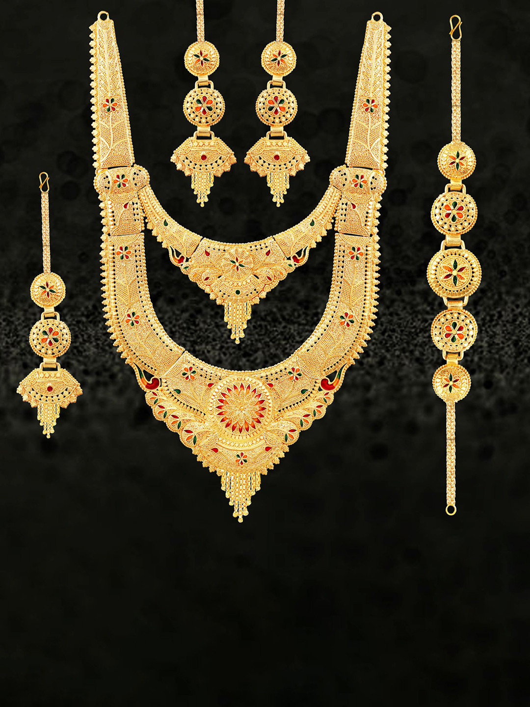 

MANSIYAORANGE Gold-Plated Ethnic Motif Jewellery Set