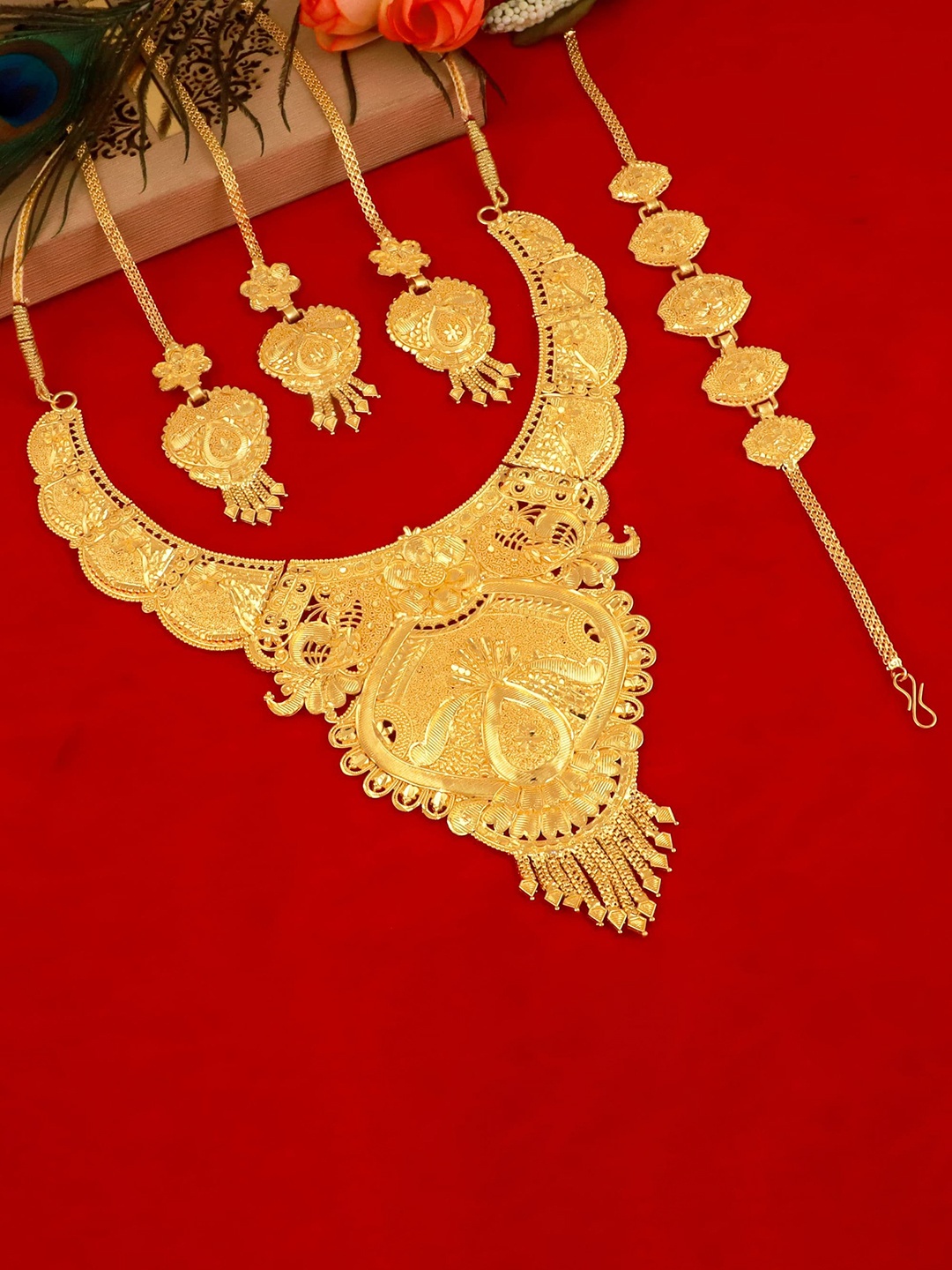 

MANSIYAORANGE Gold-Plated Necklace & Earrings