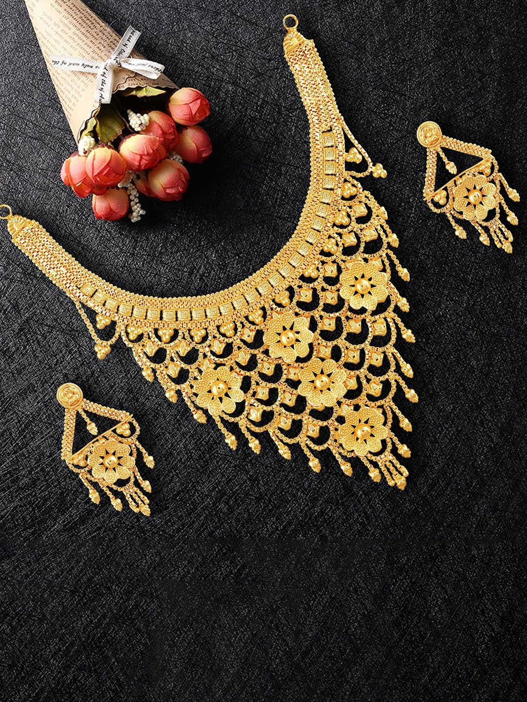 

MANSIYAORANGE Gold-Plated Layered Necklace & Earrings