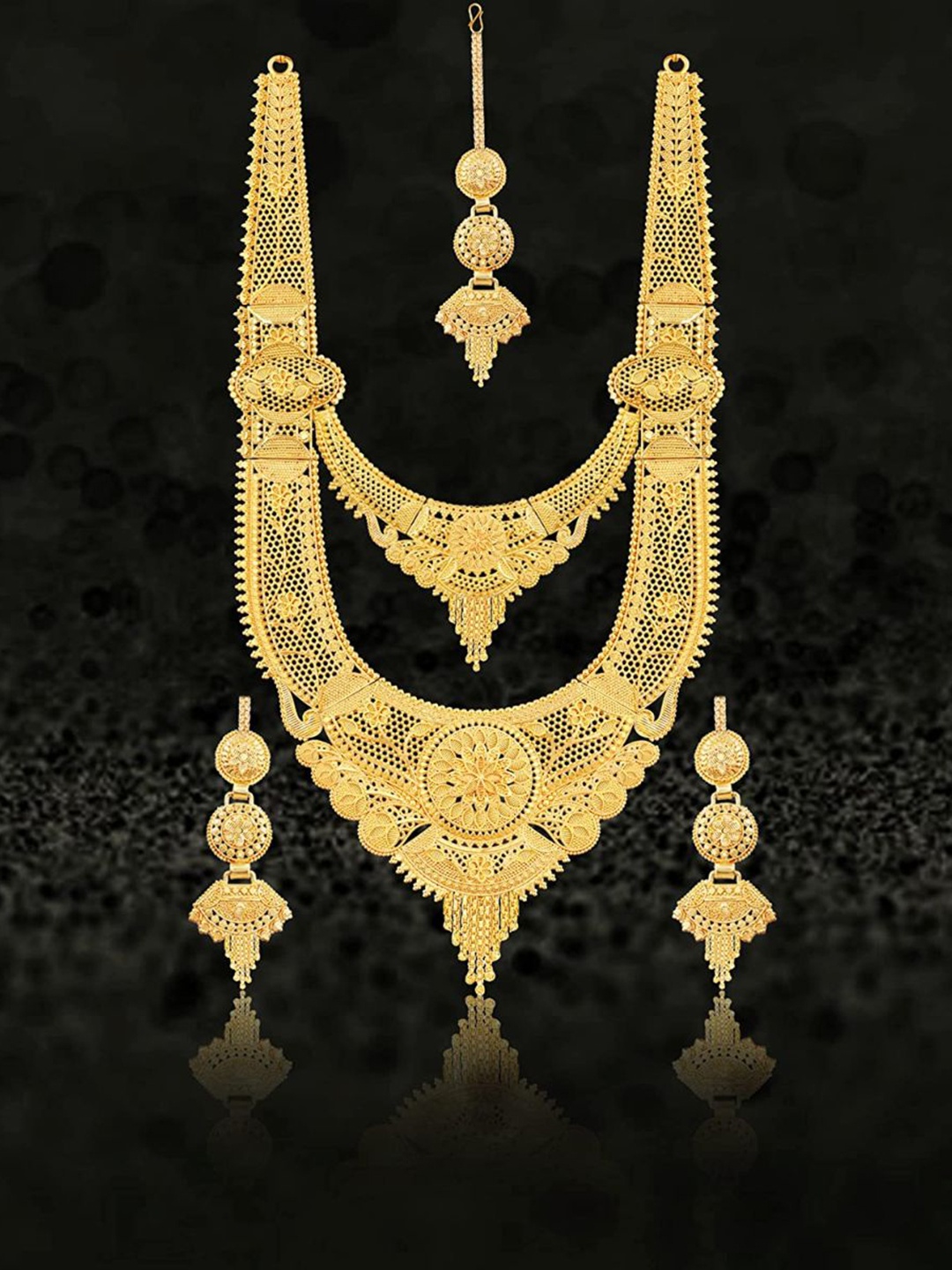 

MANSIYAORANGE Gold-Plated Layered Necklace & Earrings
