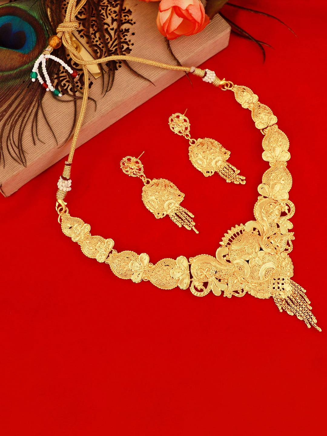 

MANSIYAORANGE Gold-Plated Necklace & Earrings