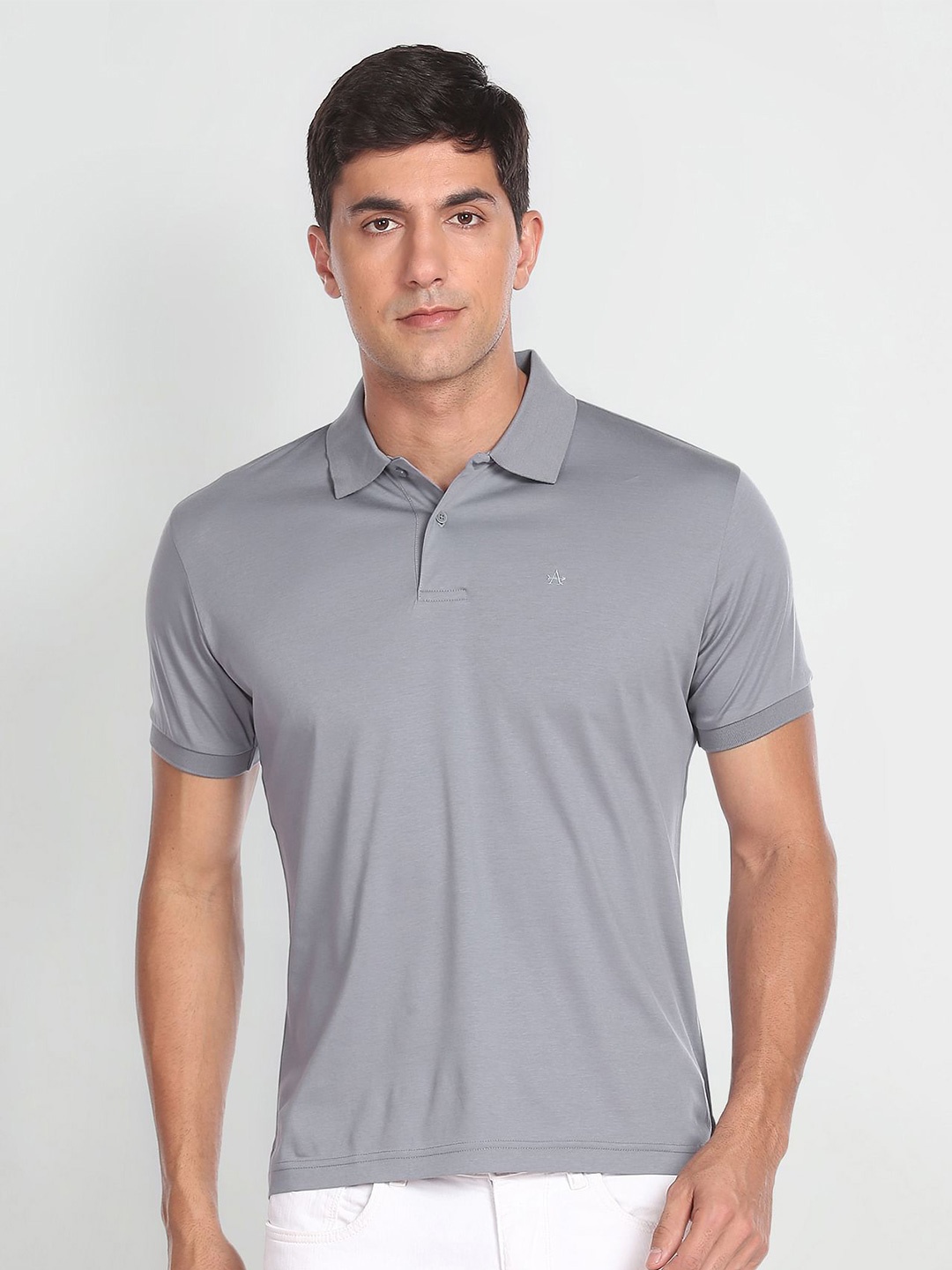 

Arrow Polo Collar Pure Cotton T-shirt, Grey
