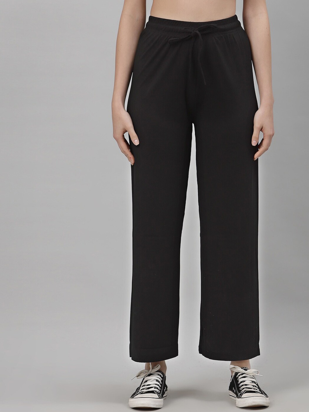 

NEUDIS Straight Fit Flared Track Pants, Black
