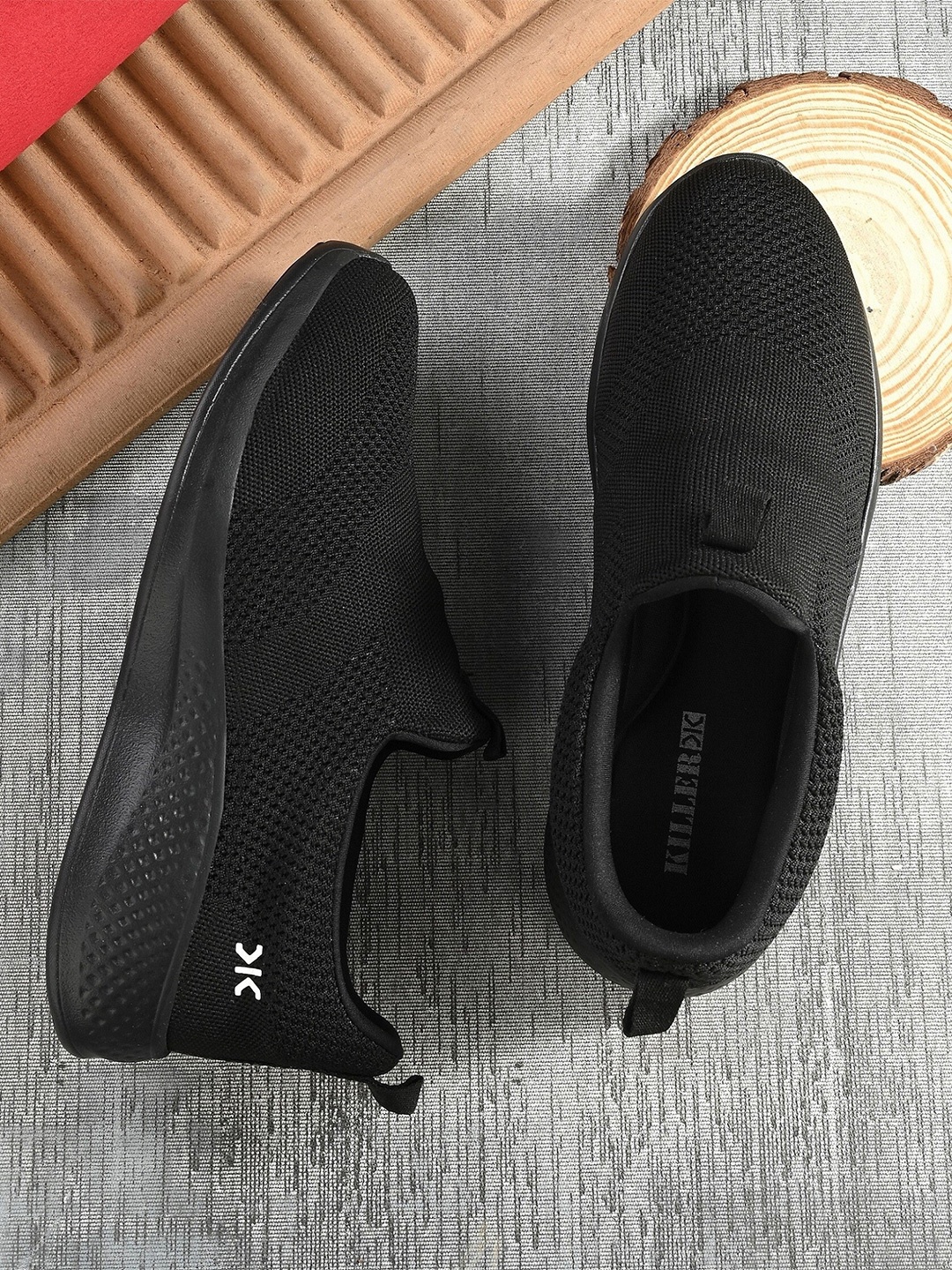

Liberty Men Slip-On Non-Marking Running Sports Shoes, Black