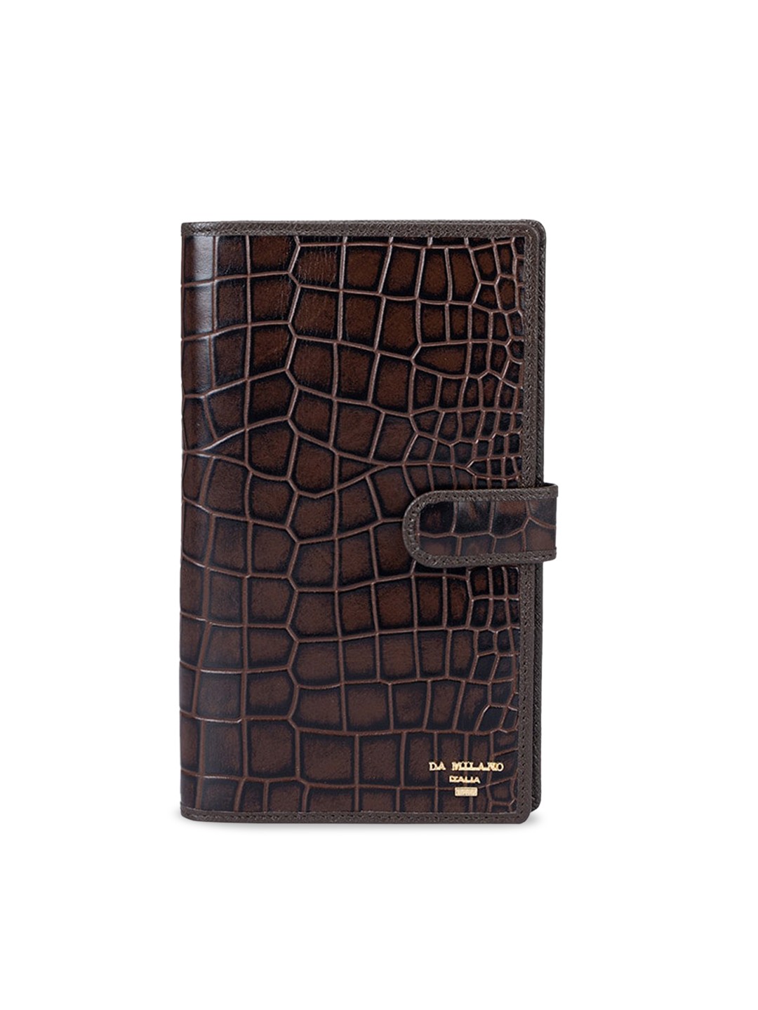 

Da Milano Women Textured Leather Passport Case, Brown