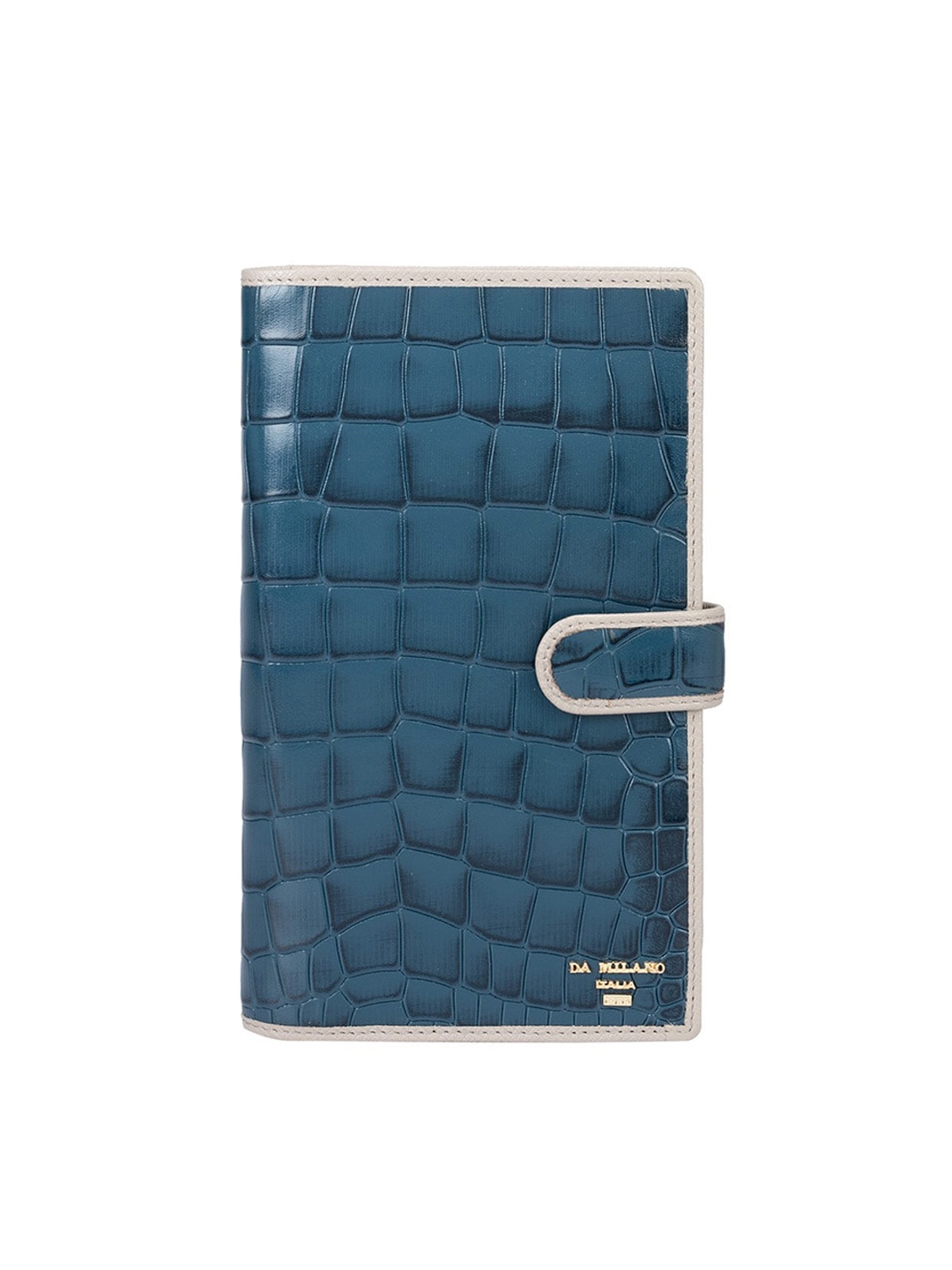 

Da Milano Women Textured Leather Passport Case, Blue