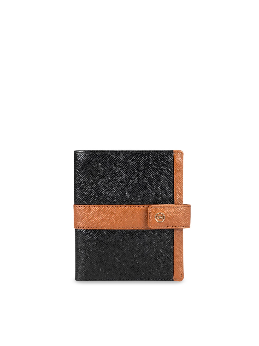 

Da Milano Women Textured Leather Passport Case, Black