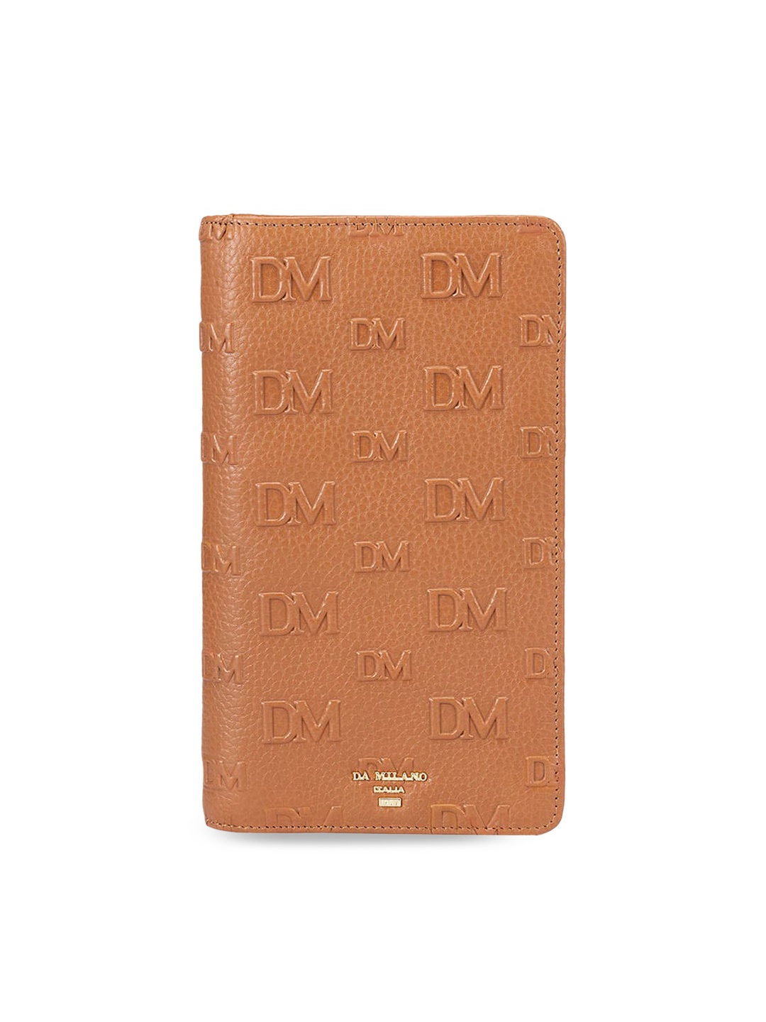 

Da Milano Women Textured Leather Passport Case, Brown